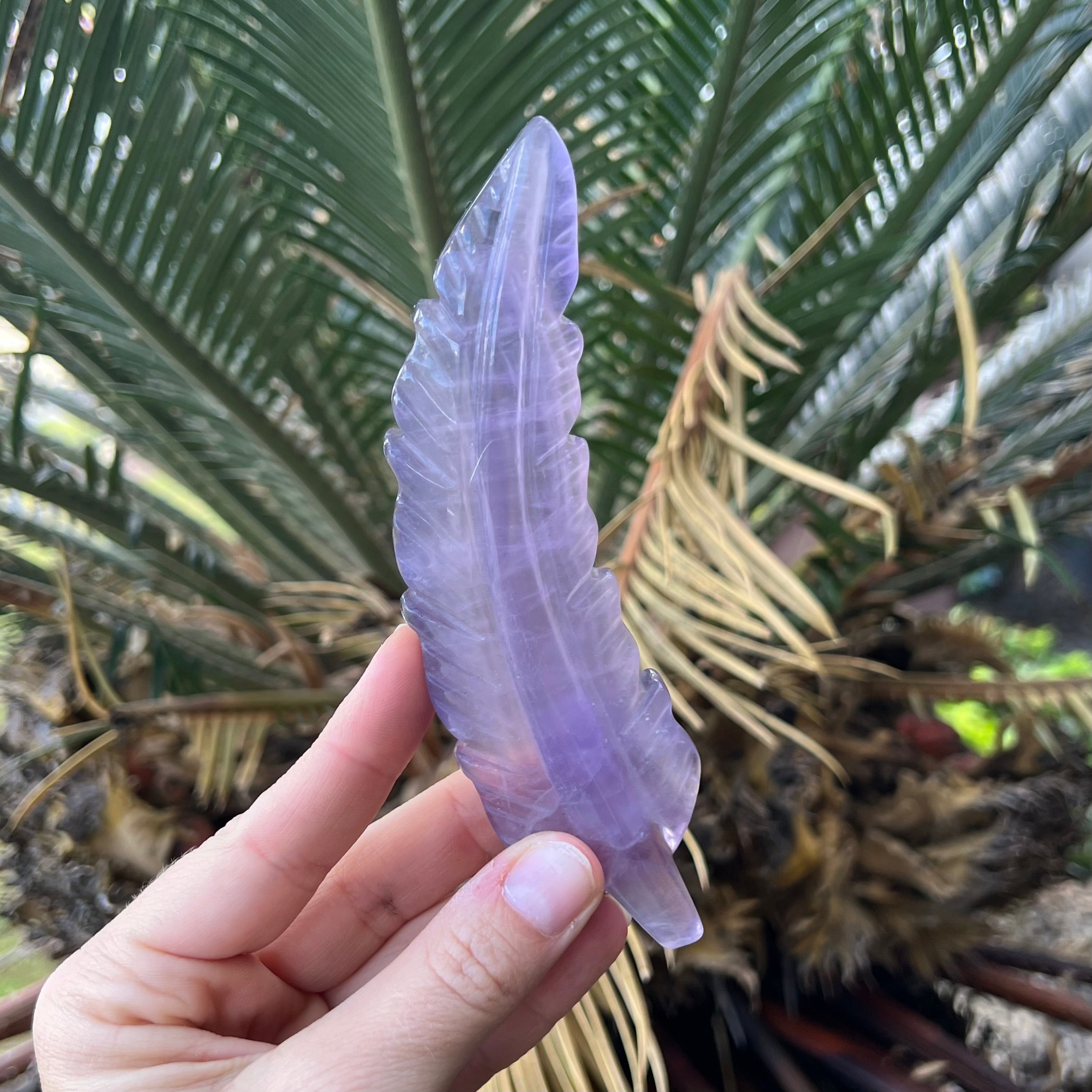 Purple Fluorite ~ Feather Carving