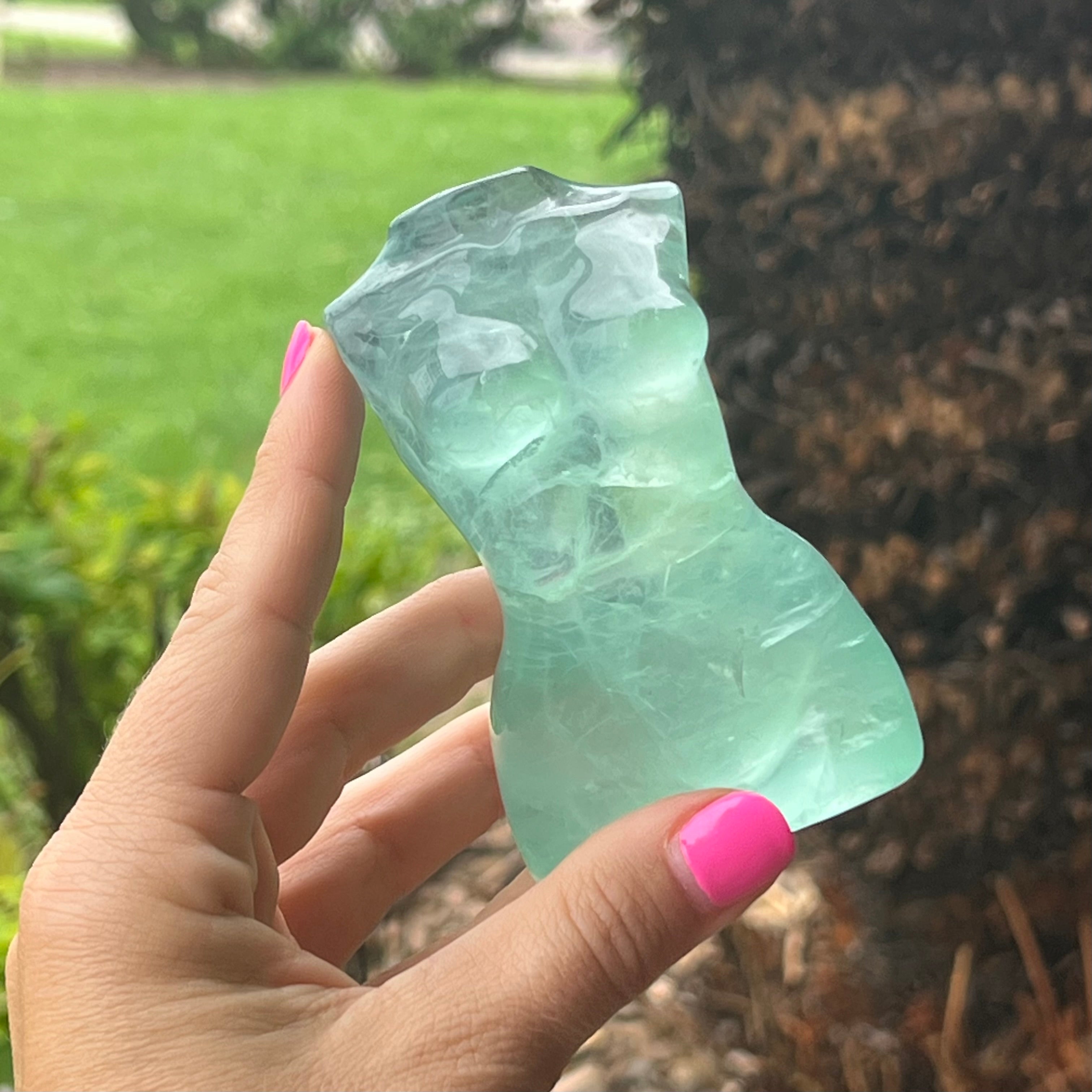 Green Fluorite ~ Woman Lady Body Carving