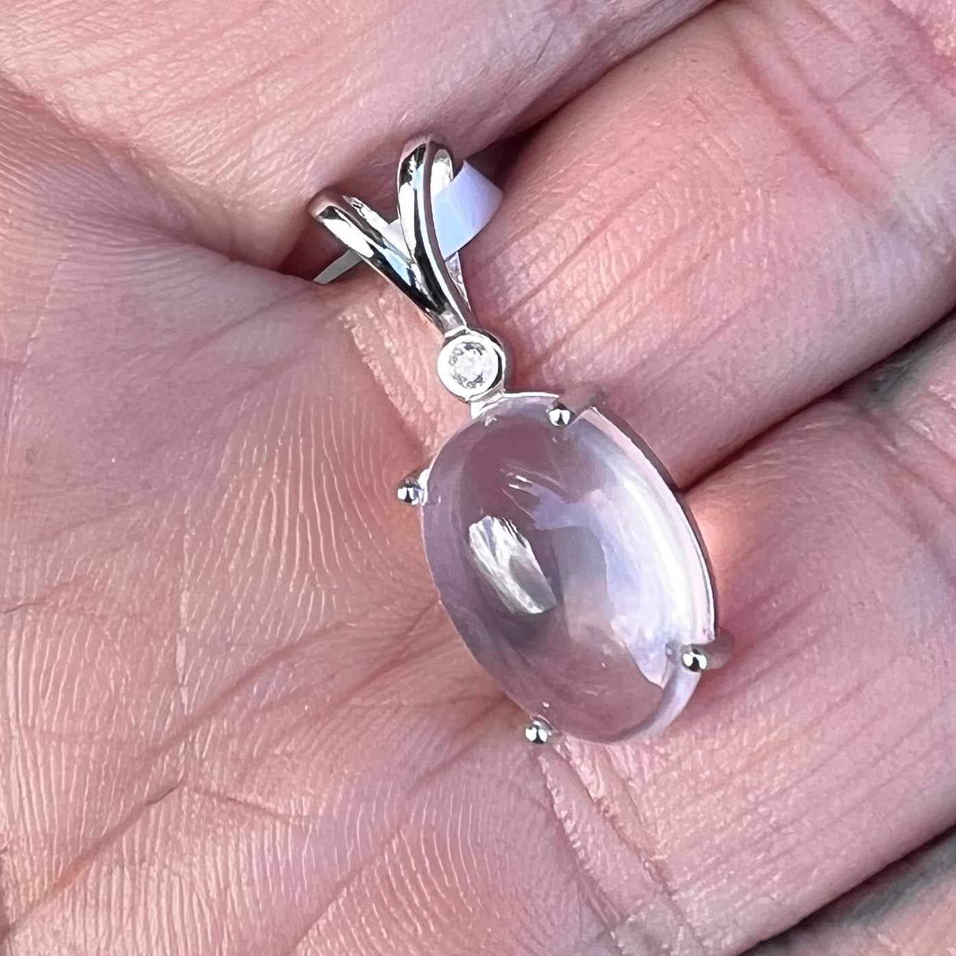 Rose Quartz with Topaz ~ Sterling Silver Pendant