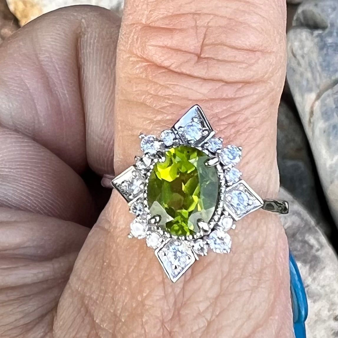 Peridot Sterling Silver Ring ~ 10