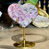 Pink Tourmaline Heart Carving on Stand