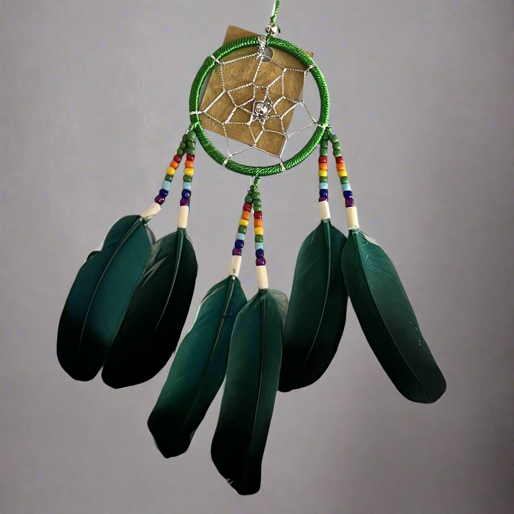 Tree of Life Native Rainbow Dream Catcher ~ Green