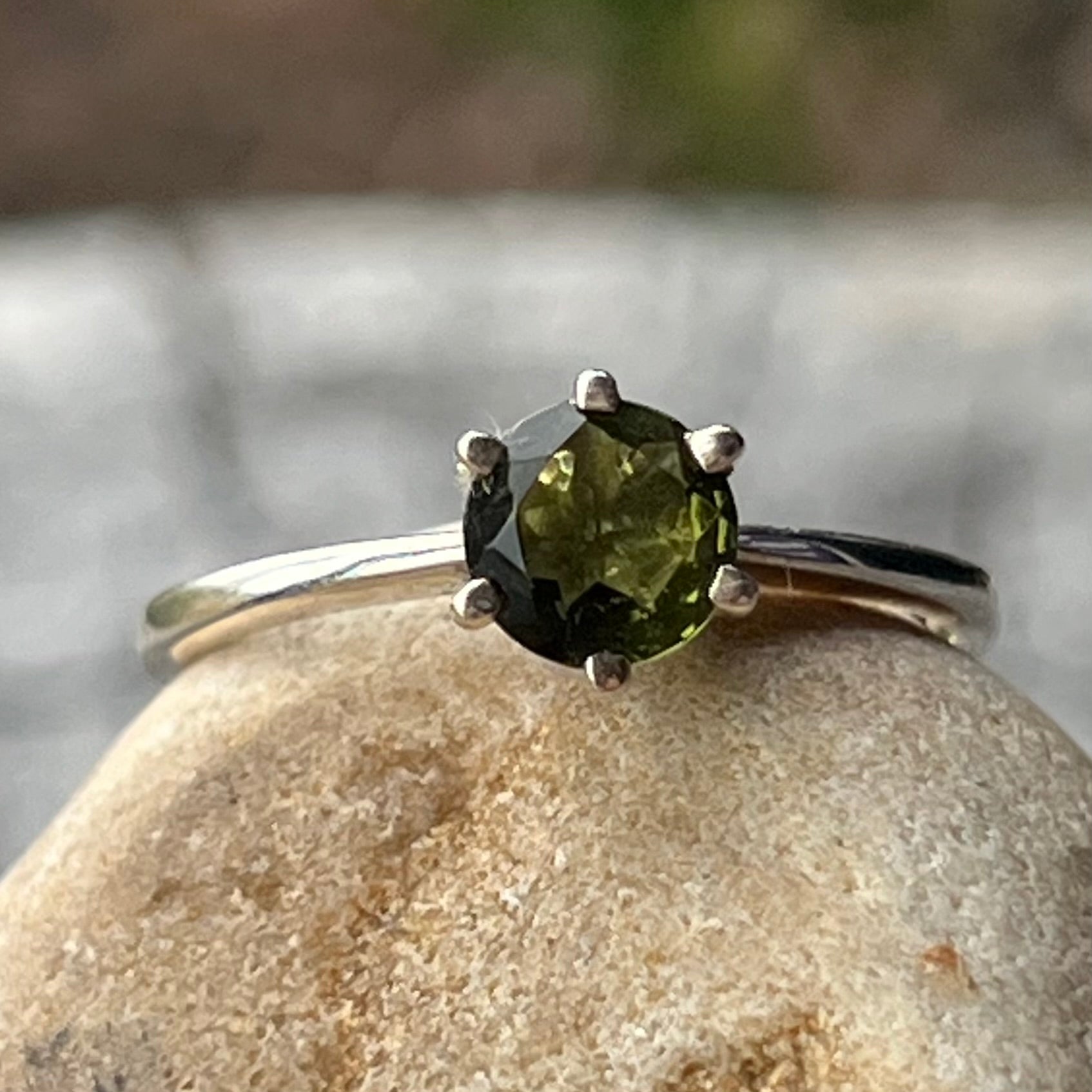 Moldavite Ring set in Sterling Silver size 8
