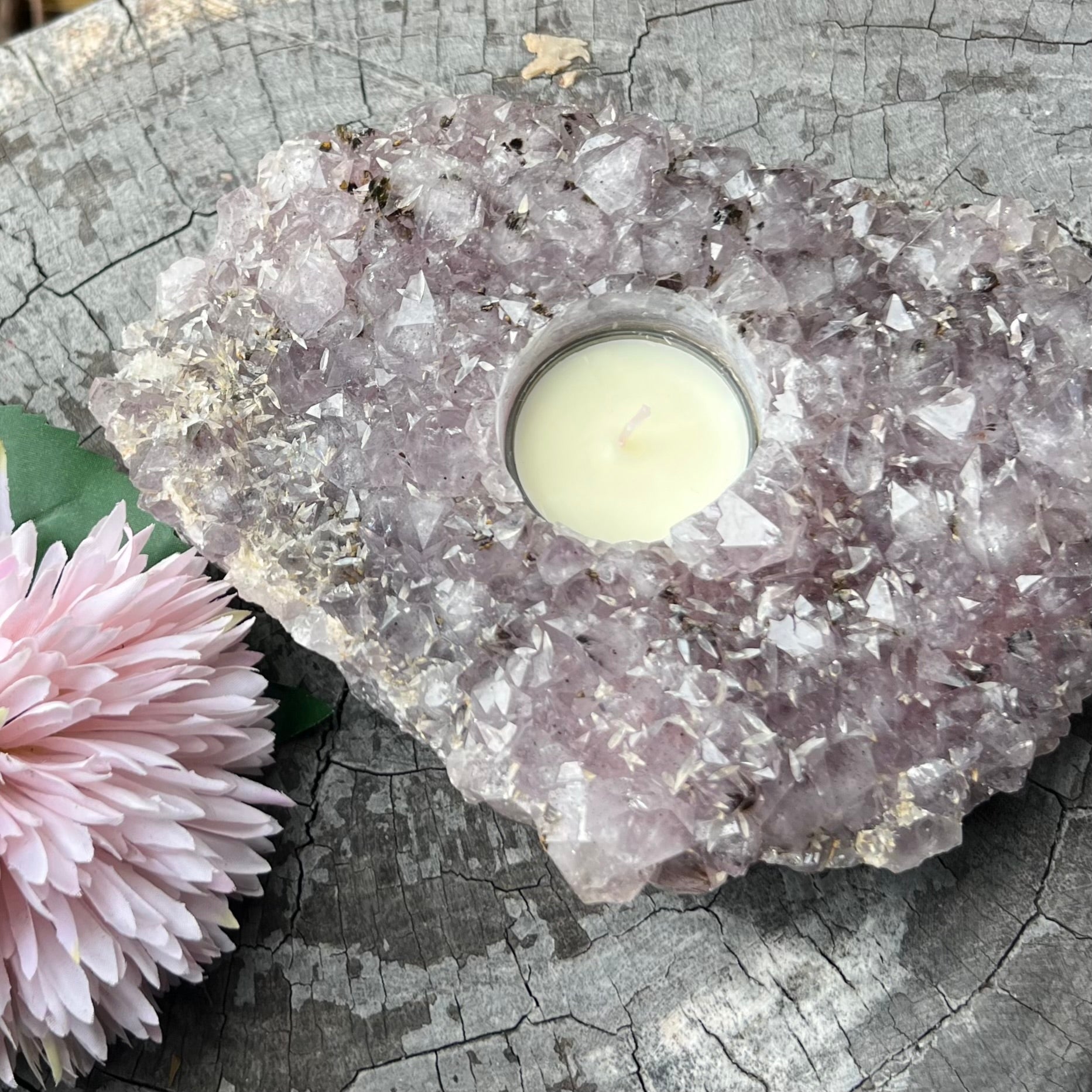 Amethyst Tea Light Candle Holder