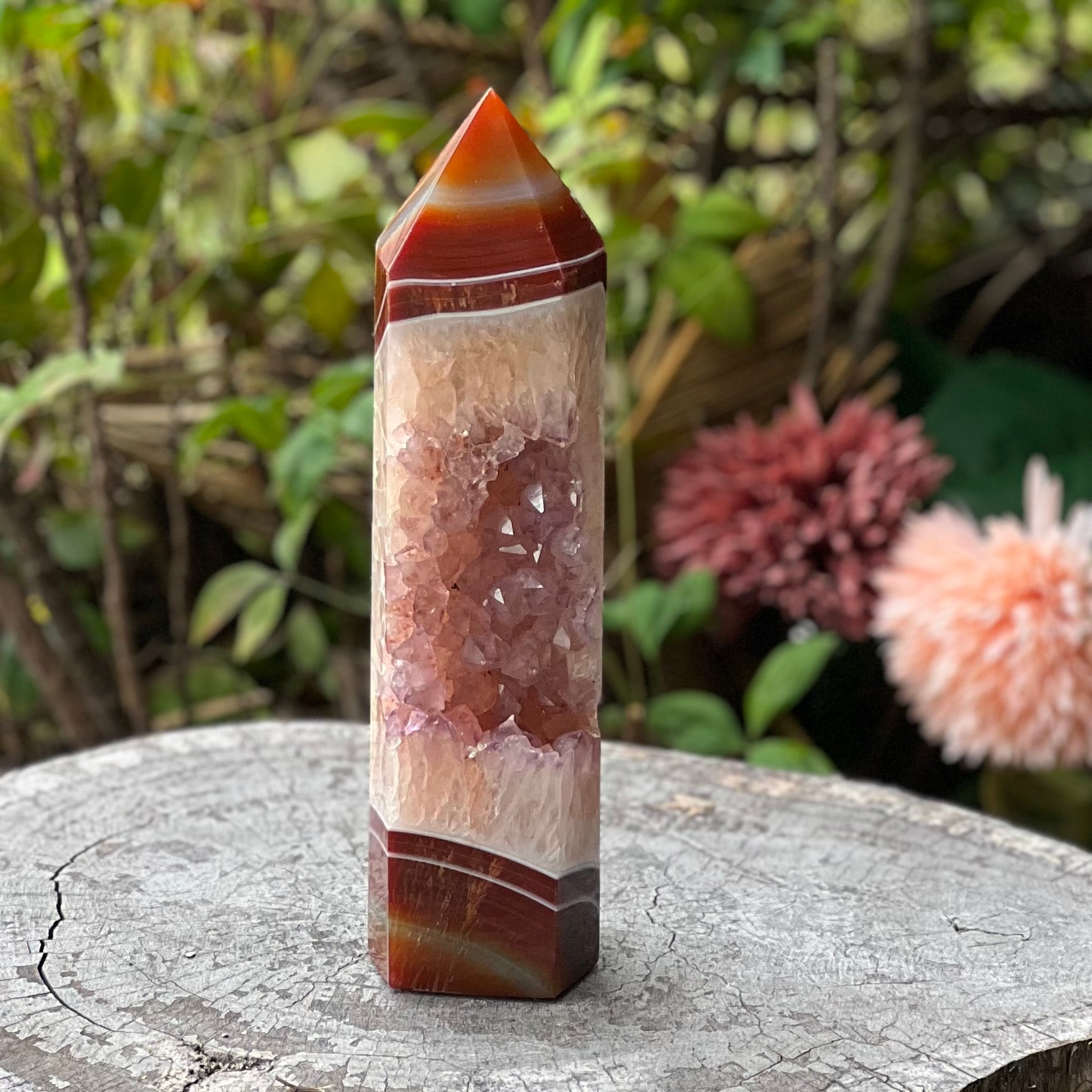 Carnelian with Amethyst Geode Generator Tower