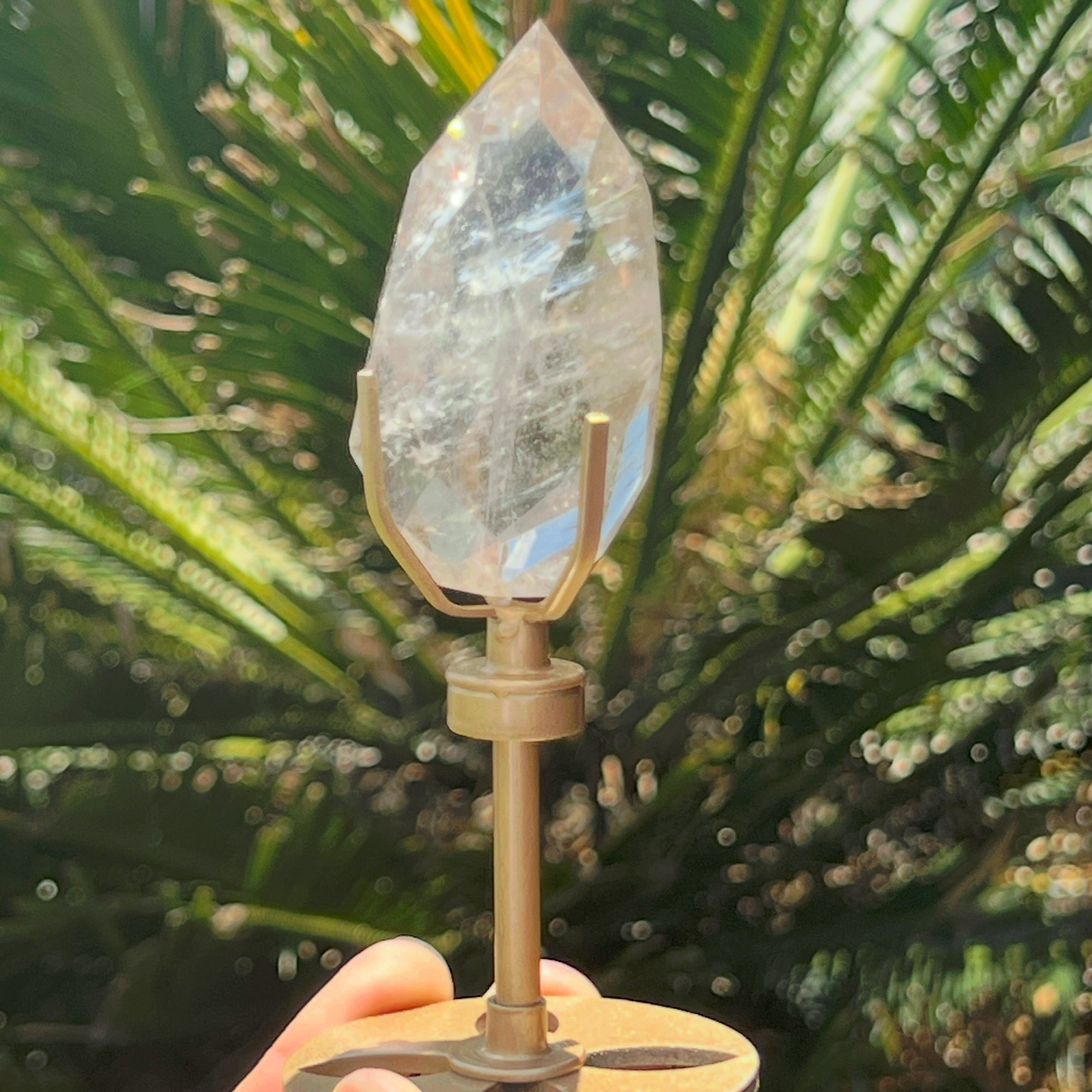 Clear Quartz ~ Facetted Generator Point on Stand