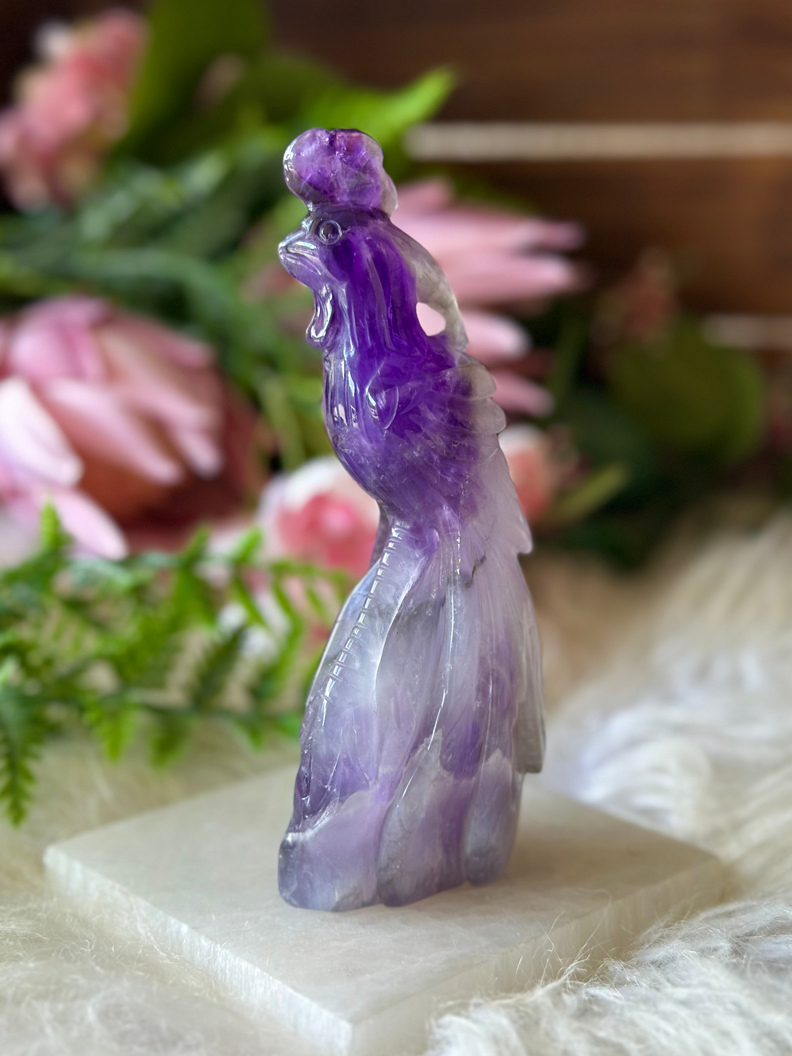 Amethyst Peacock Carving - Muse Crystals & Mystical Gifts
