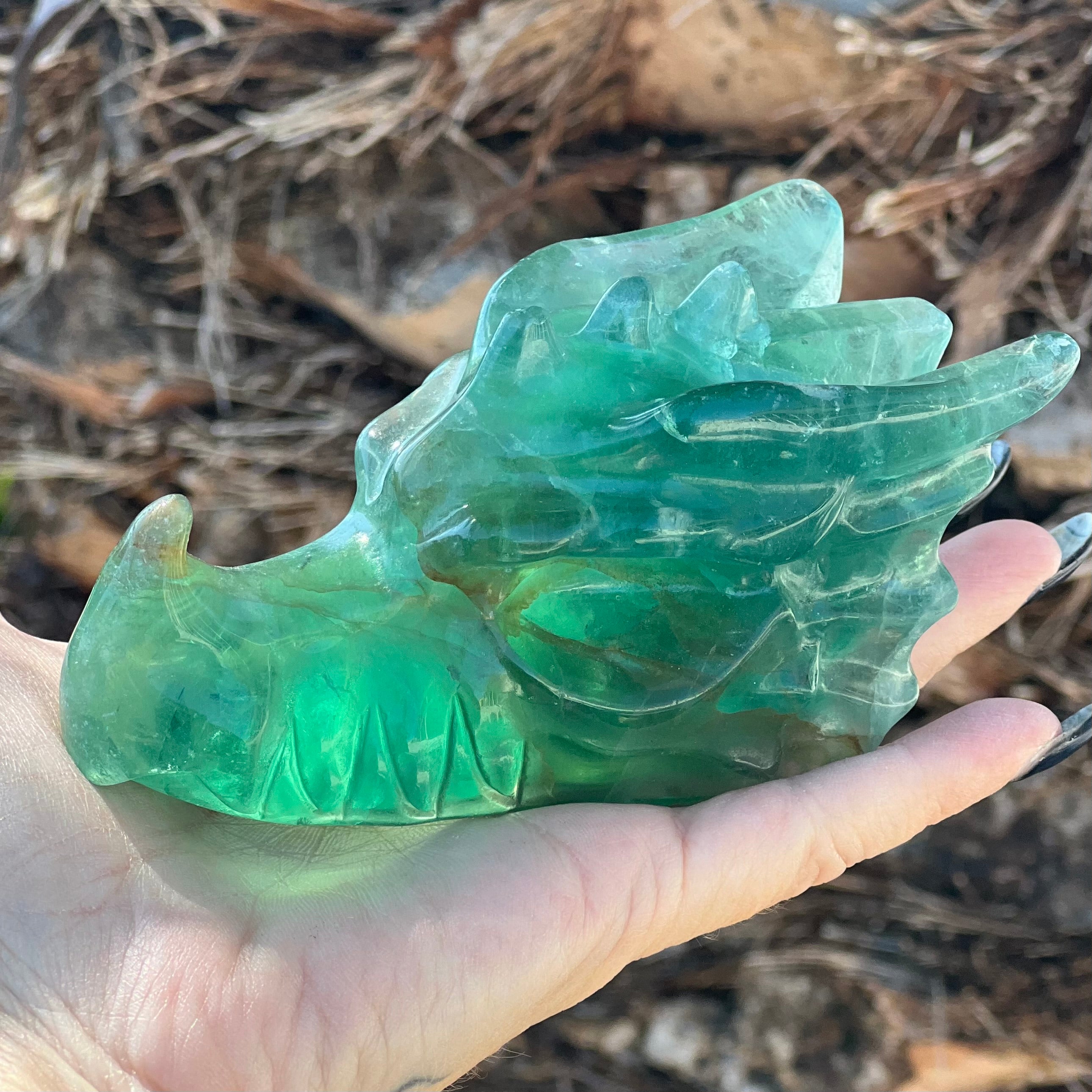 Green Fluorite Dragon Head