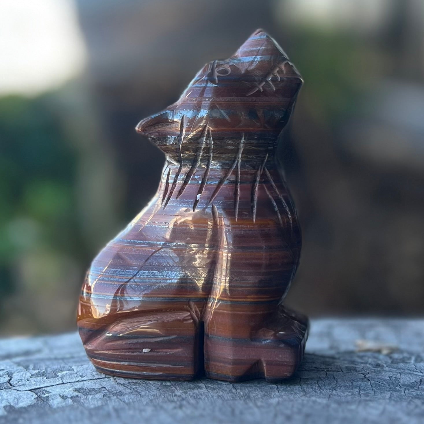 Red Tiger Eye ~ Wolf Carving