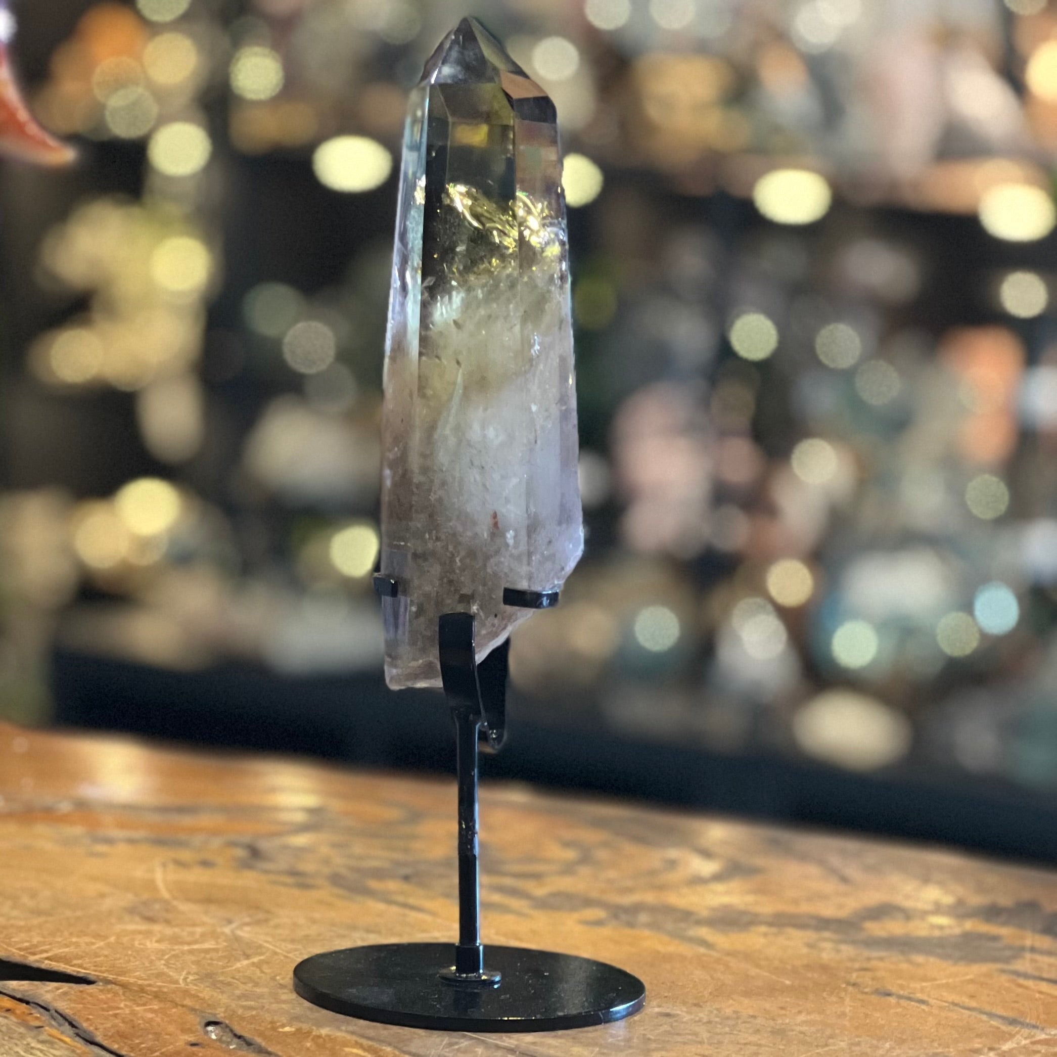 Citrine Semi Raw Point on Metal Stand