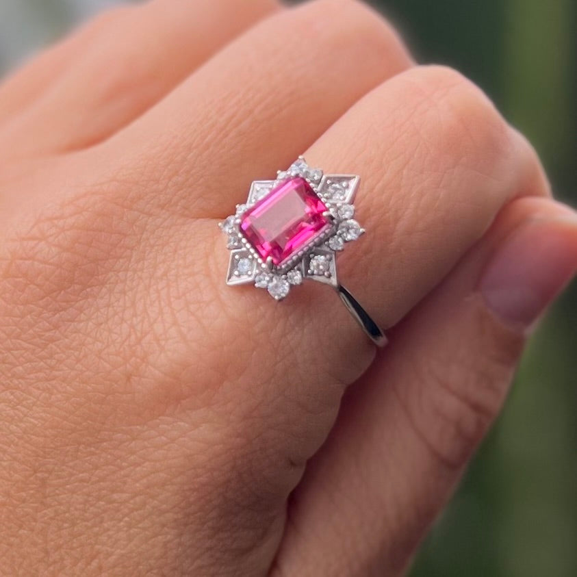 Pink Topaz ~ Sterling Silver Ring ~ 10