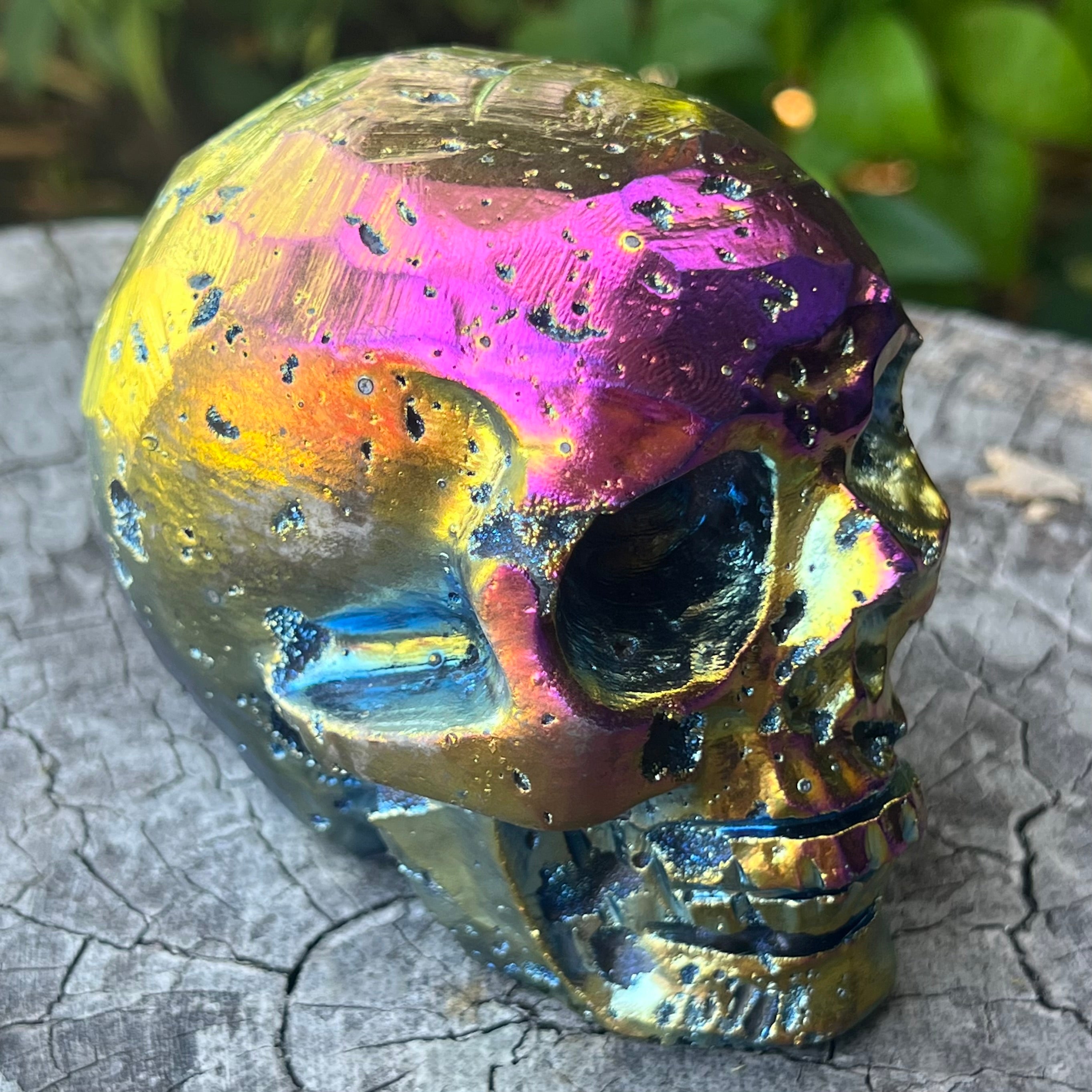 Electroplated Sphalarite Skull Carving