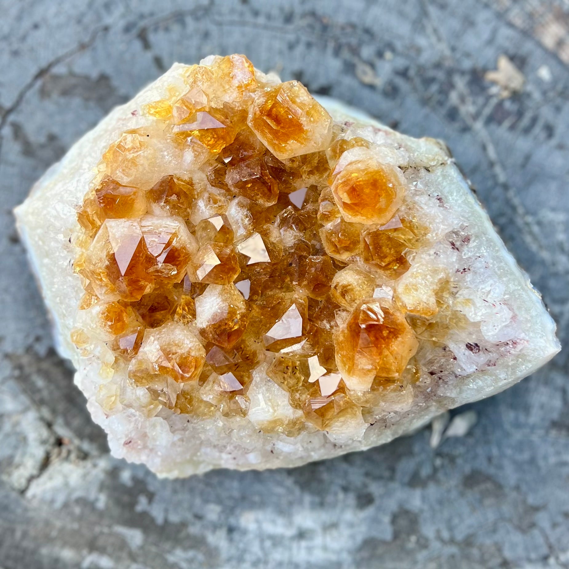 Citrine with Calcite Cluster