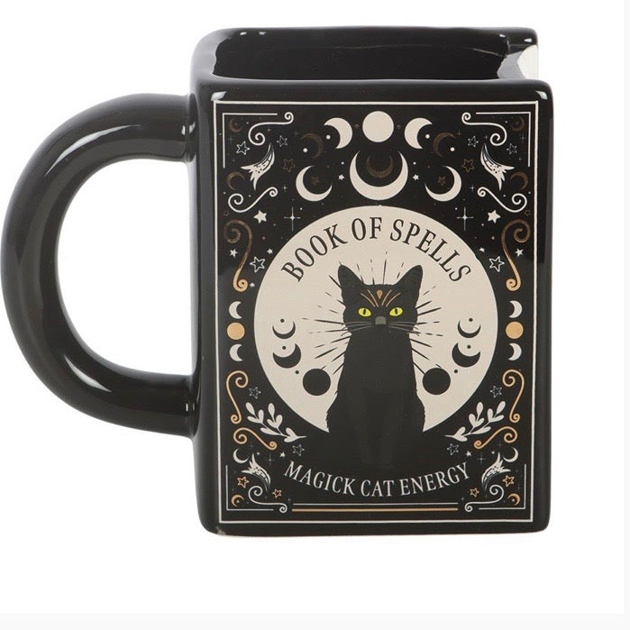 Black Cat Magick Book of Spells Book Shaped Mug