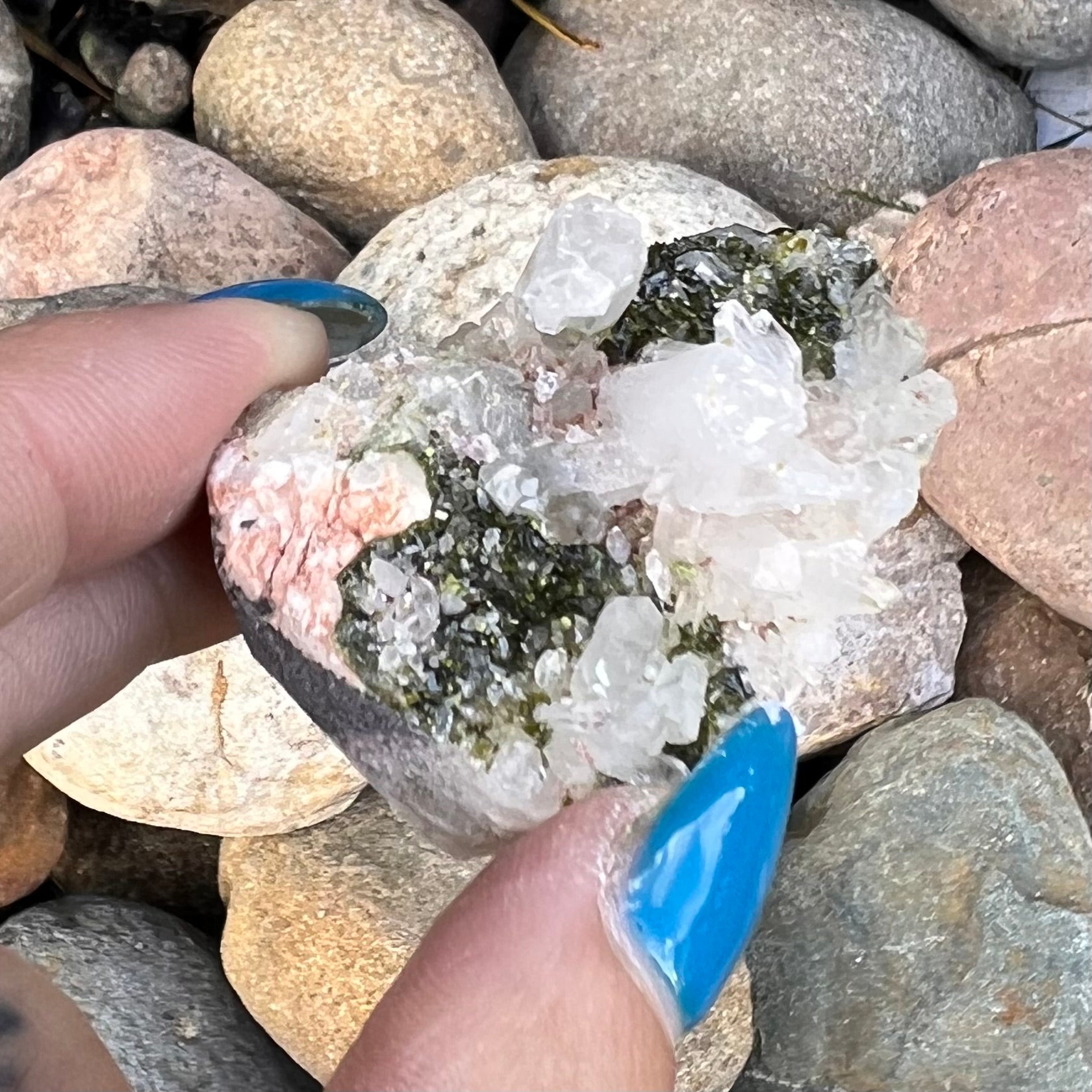Epidote on Garden Quartz Natural ~ Specialty Crystal