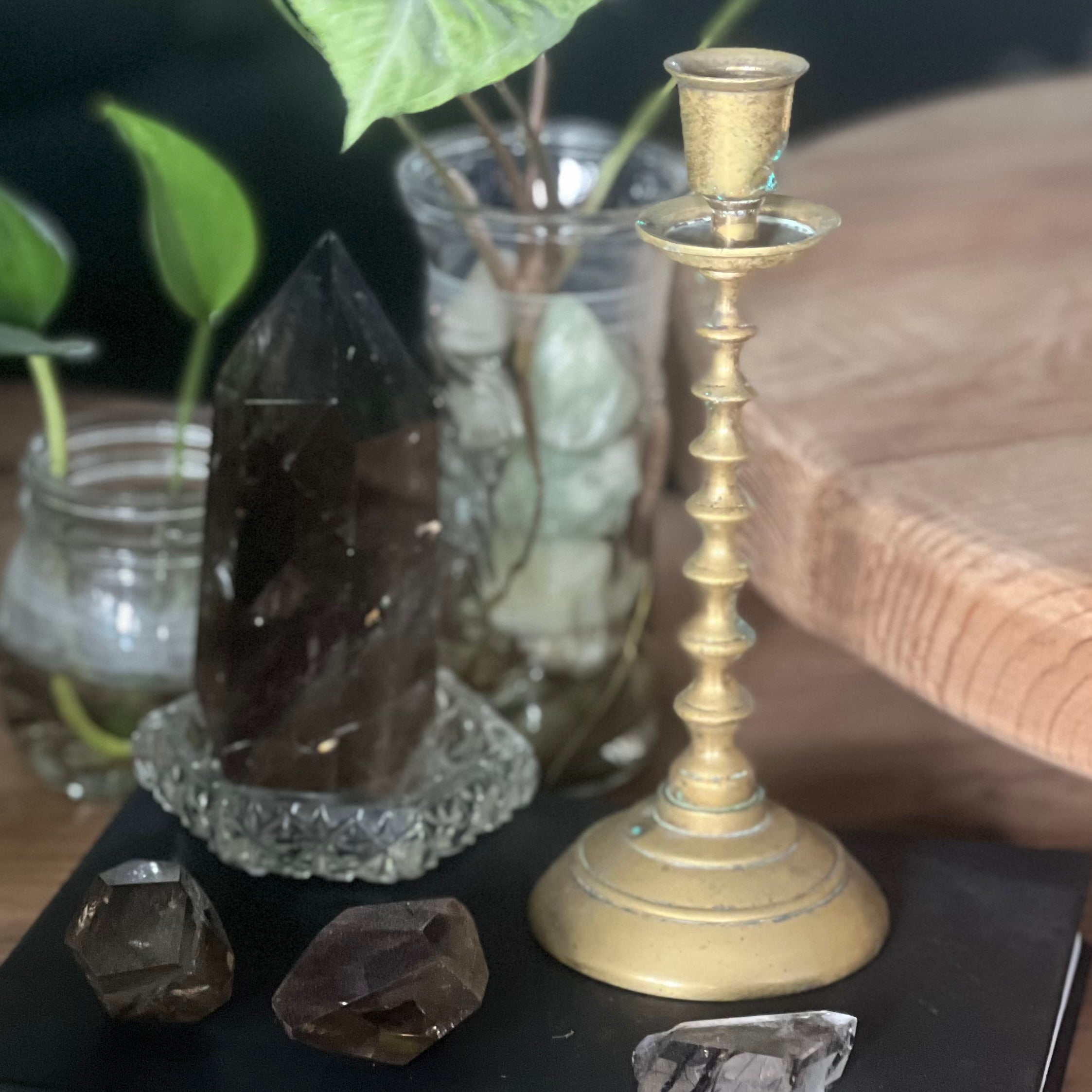 Boho Jungle ~ Vintage Brass Candle Holder - Sphere Holder Decor
