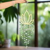 Sea Glass Lotus Wind Chime Wall Art ~ Green & White