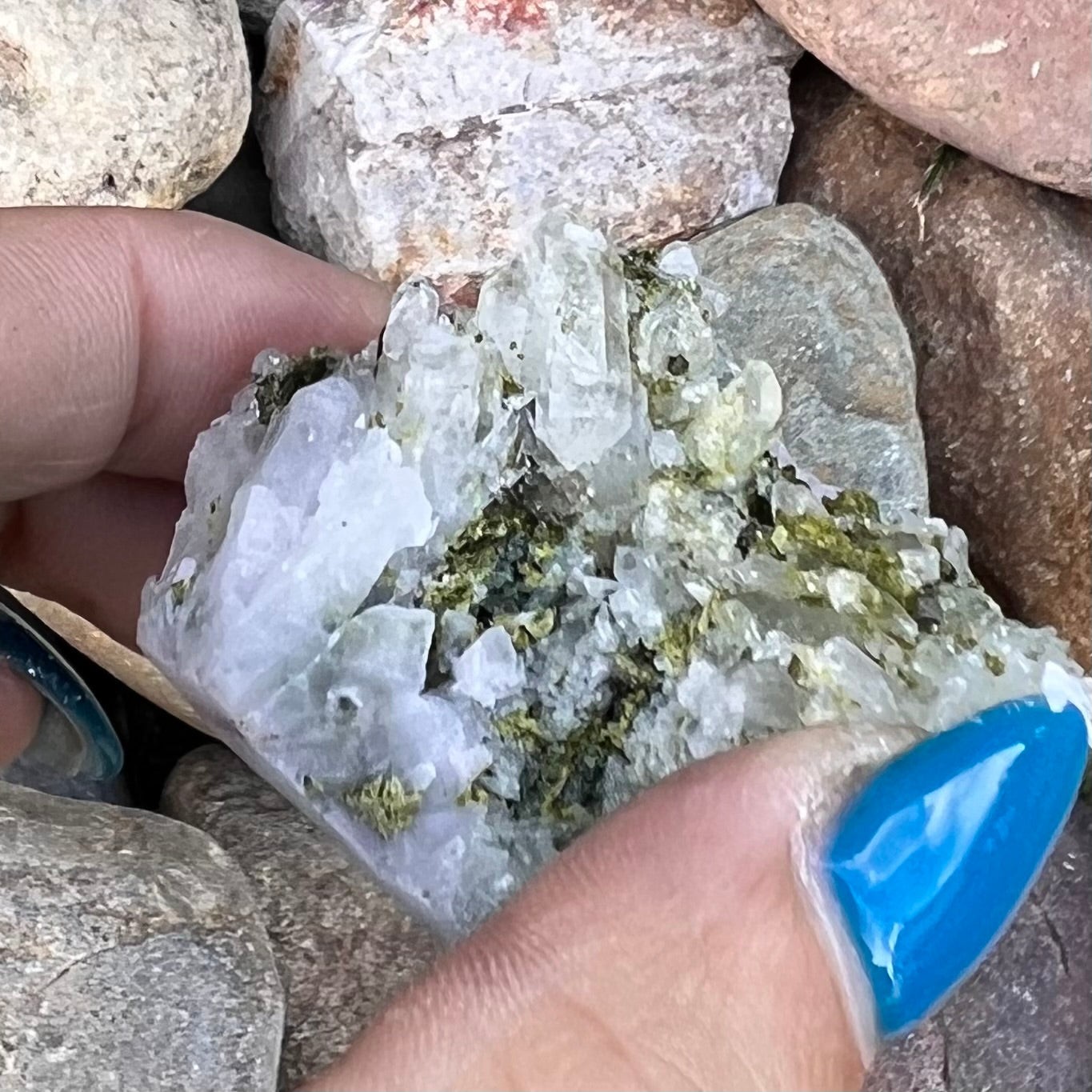 Epidote on Garden Quartz Natural ~ Specialty Crystal