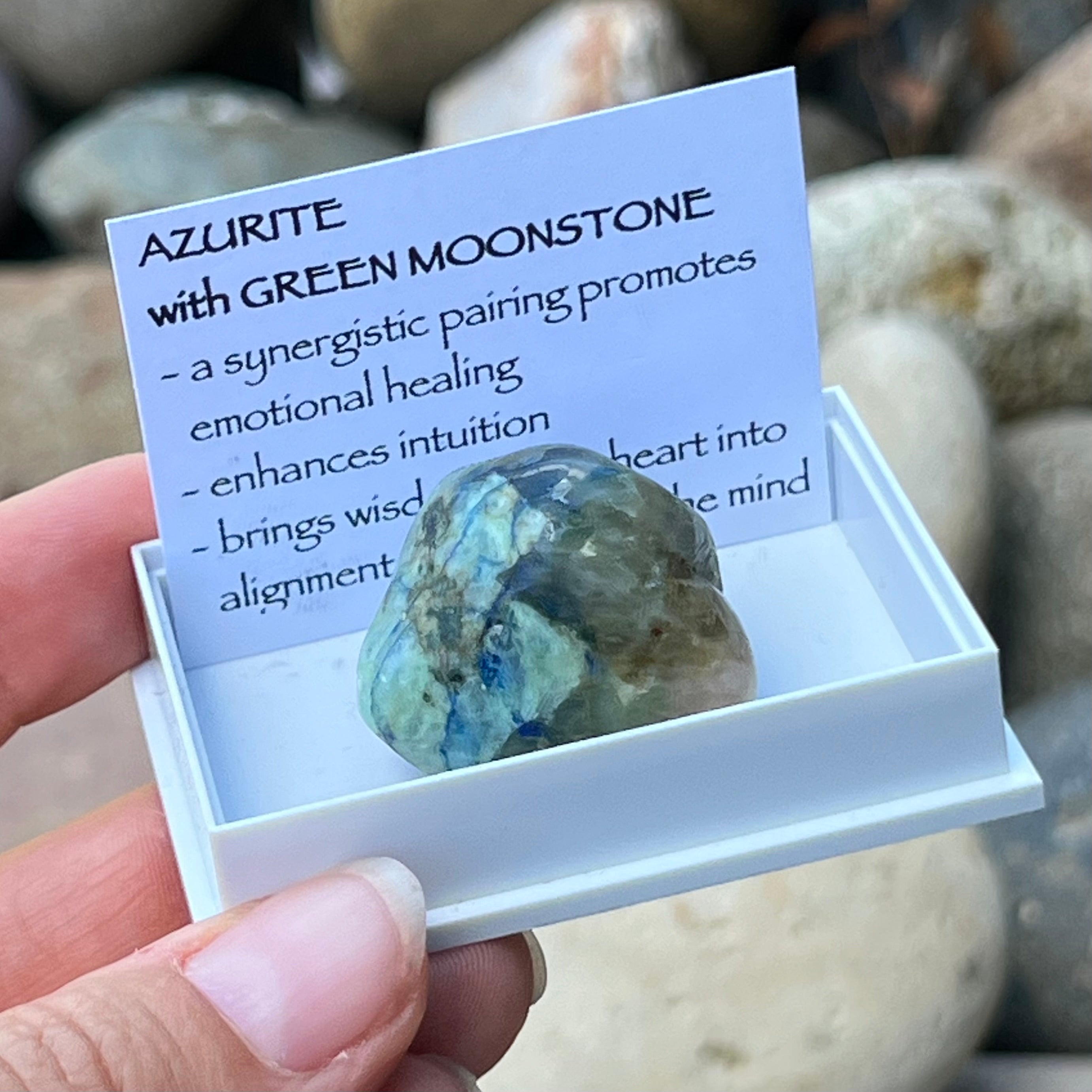Azurite with Green Moonstone ~ Specialty Boxed Crystal