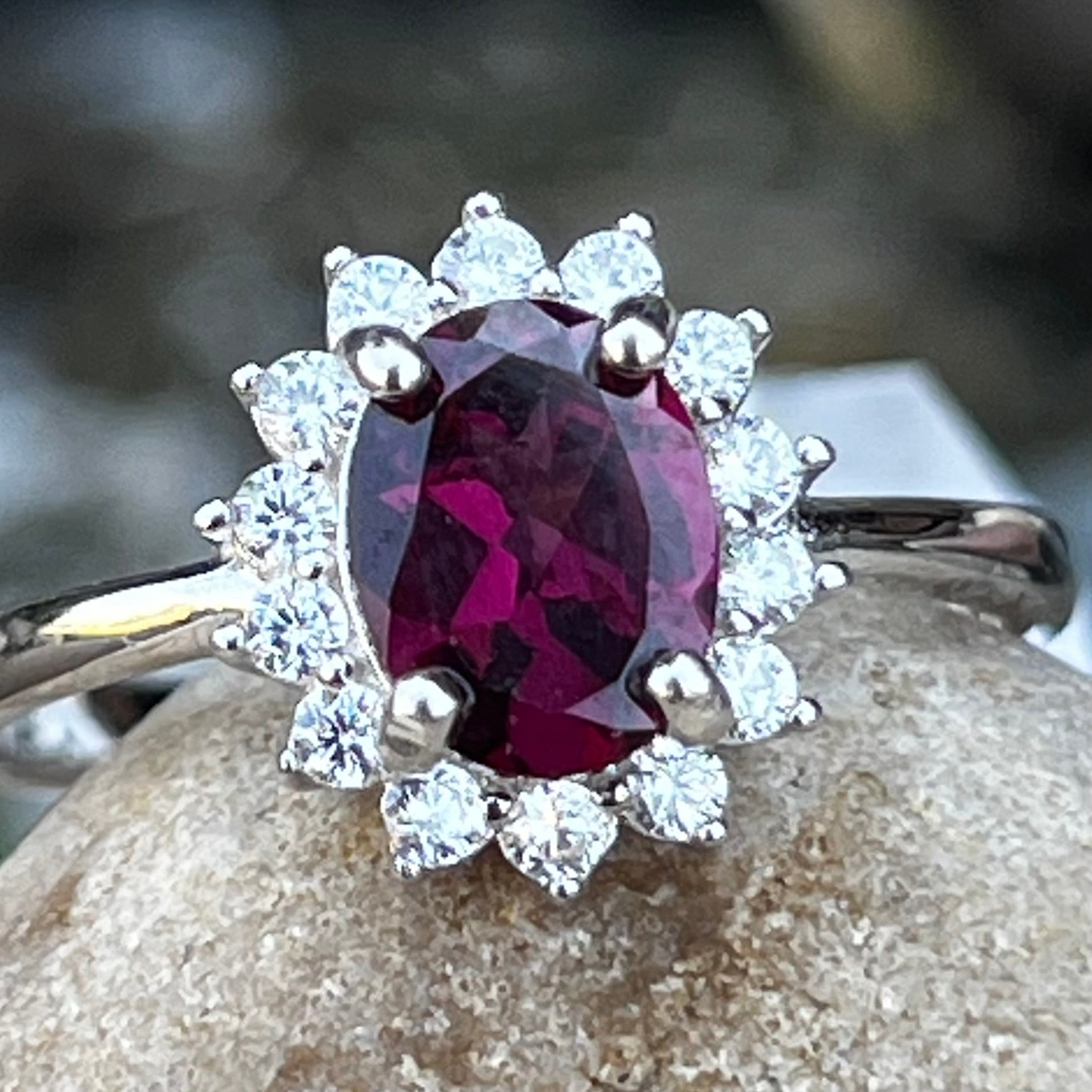 Rhodolite Garnet ~ Sterling Silver Ring ~ size 9