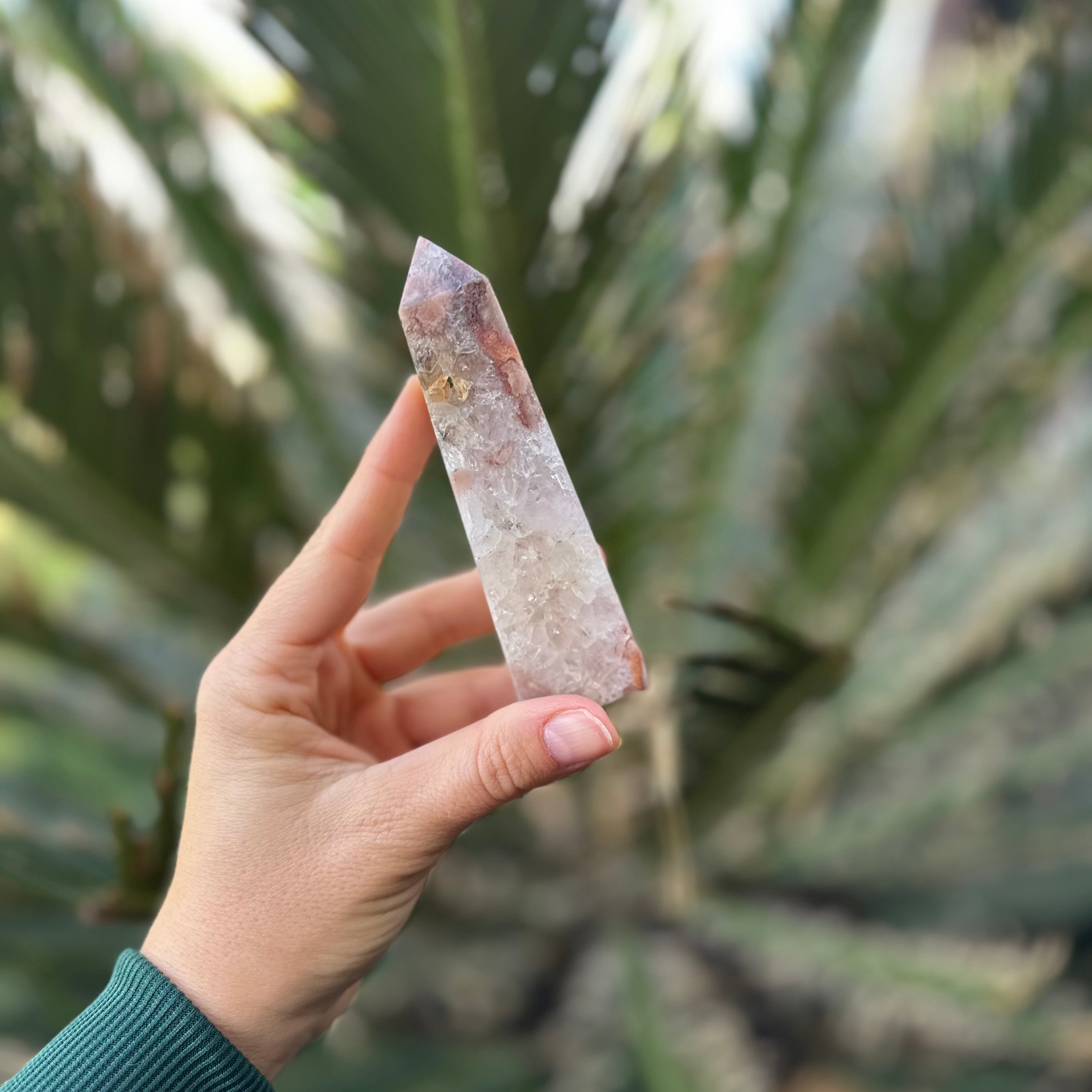Pink Amethyst and Flower Agate Tower