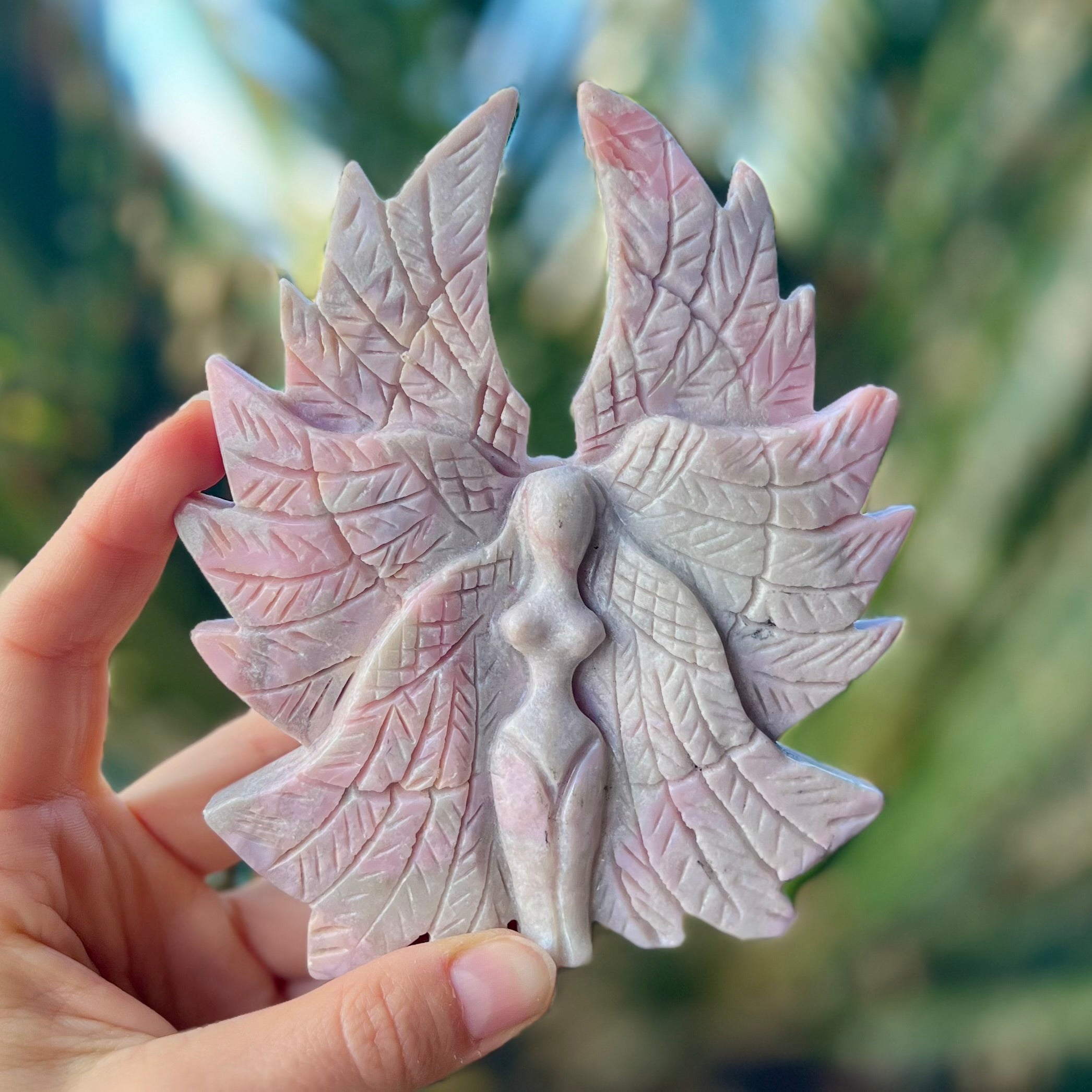 Pink Opal Goddess of Compassion Carving (1)
