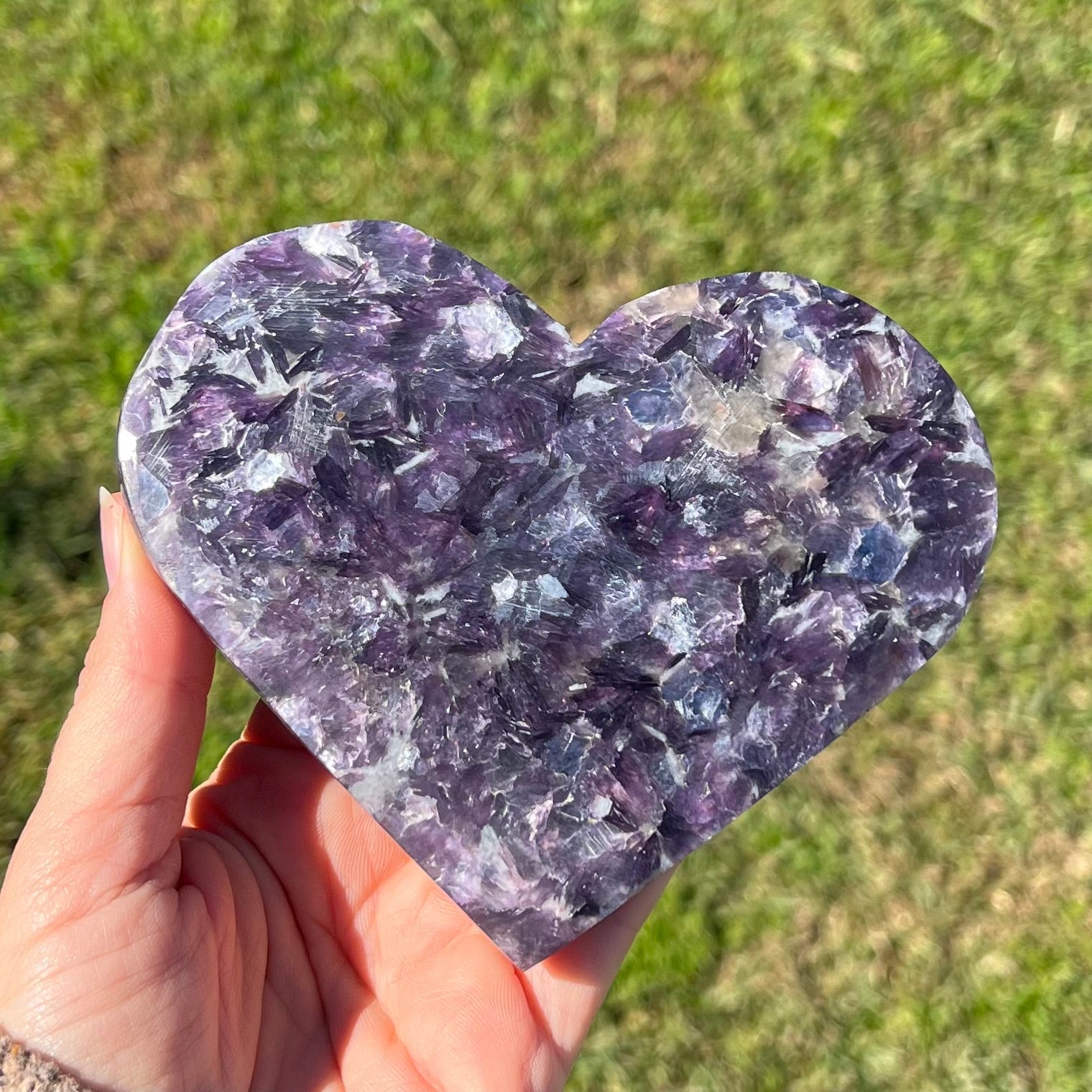 Lepidolite Heart Carving on Stand
