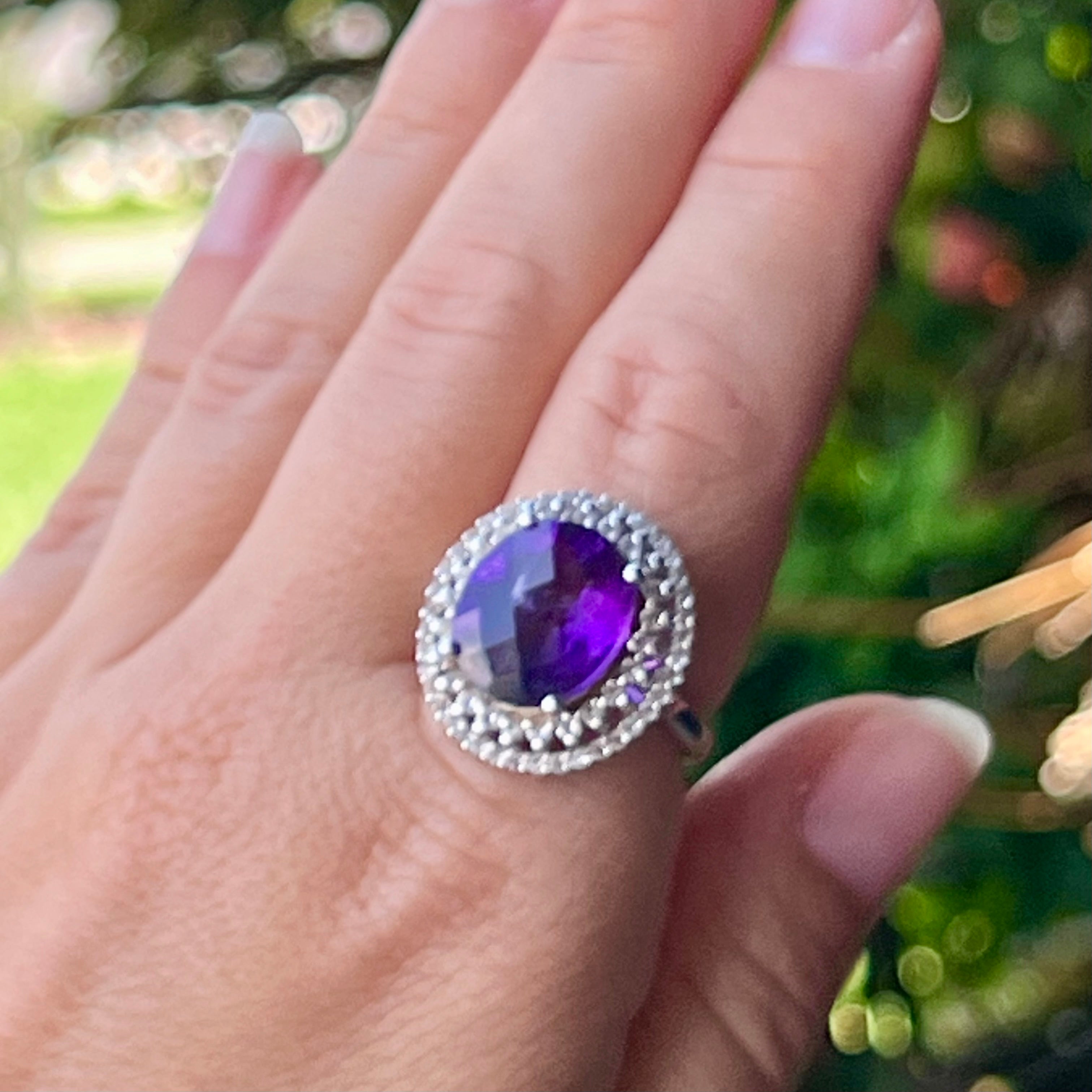 Amethyst Sterling Silver Ring ~ 8