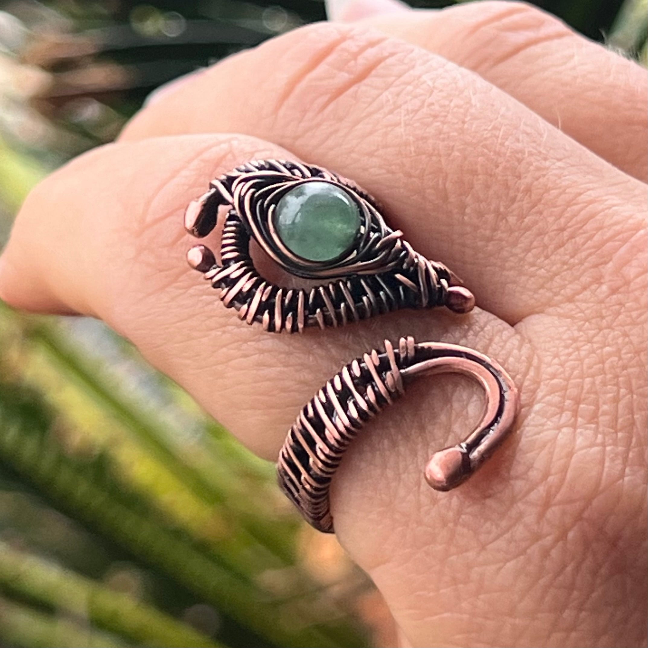 Muse Forged ~ Artesian Green Aventurine Adjustable Ring