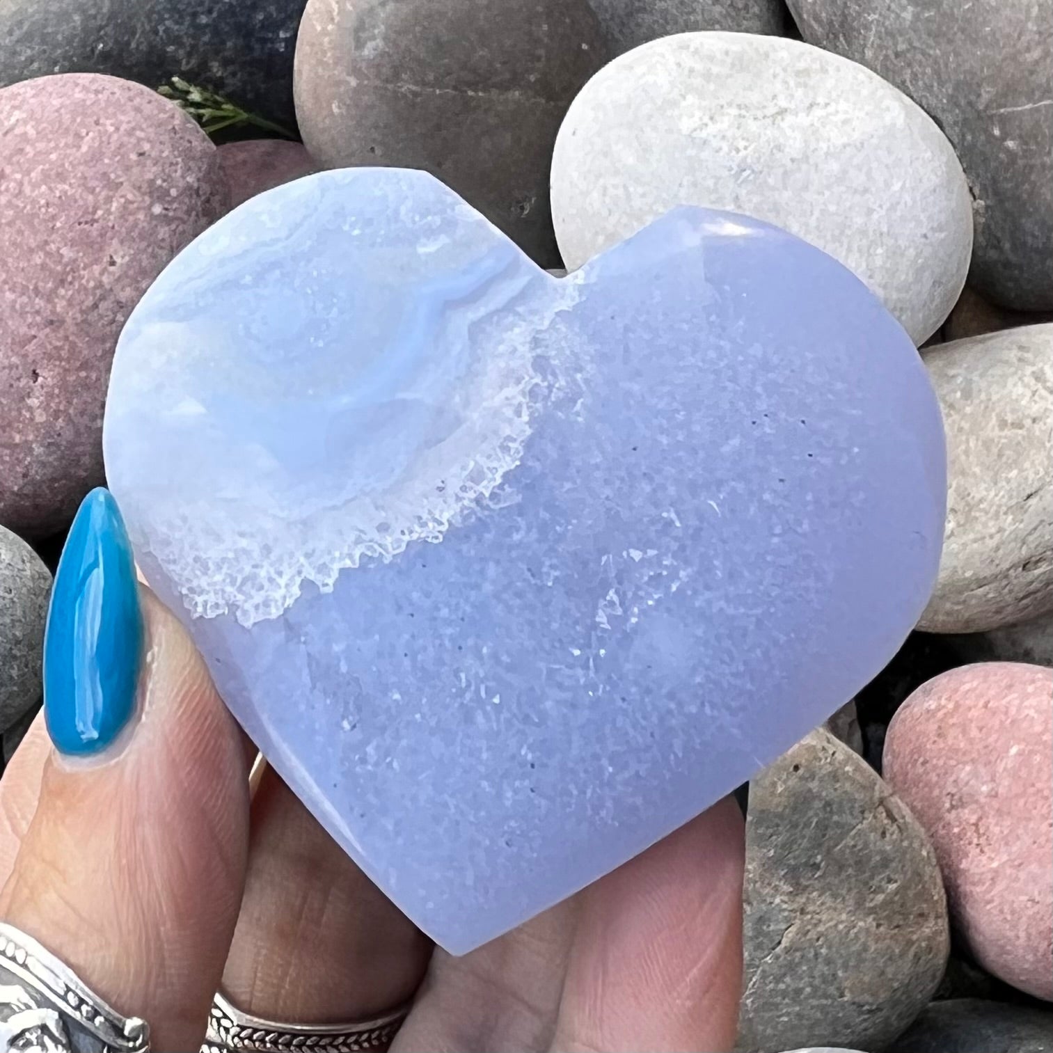 Blue Lace Agate Heart ~ Specialty Boxed Crystal