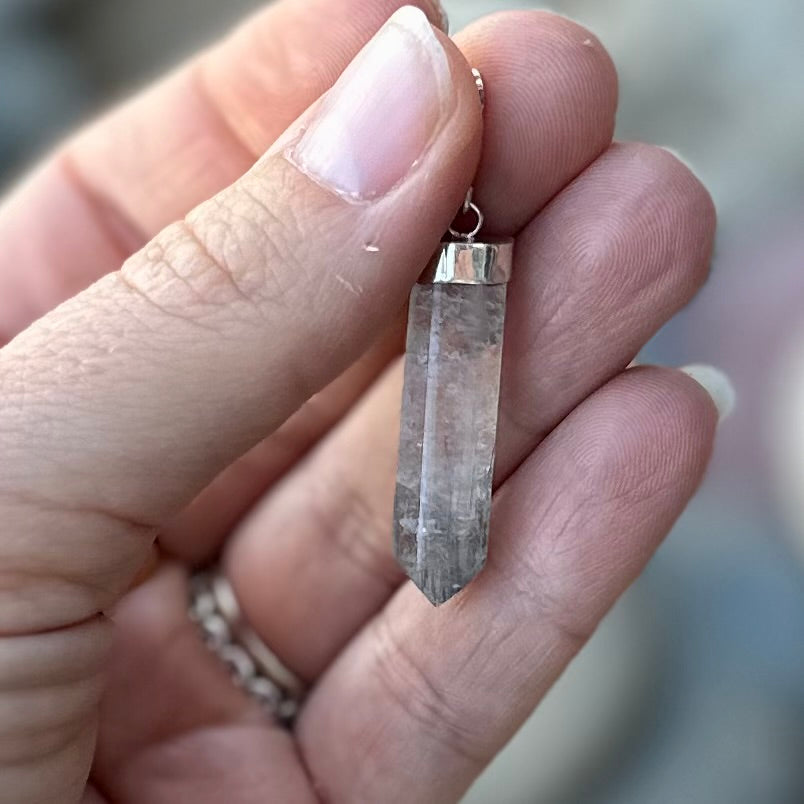 Silver Needle Rutle Quartz Pendant
