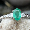 Emerald~ Sterling Silver Ring ~ size 10