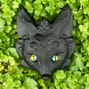 Mystic Obsidian Fox Head ~ Rainbow Eyes