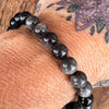 Black Obsidian Silver Sheen Beaded Bracelet ~ Larger Fit