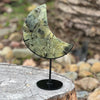 Prehnite Crescent Moon of Protection on Stand