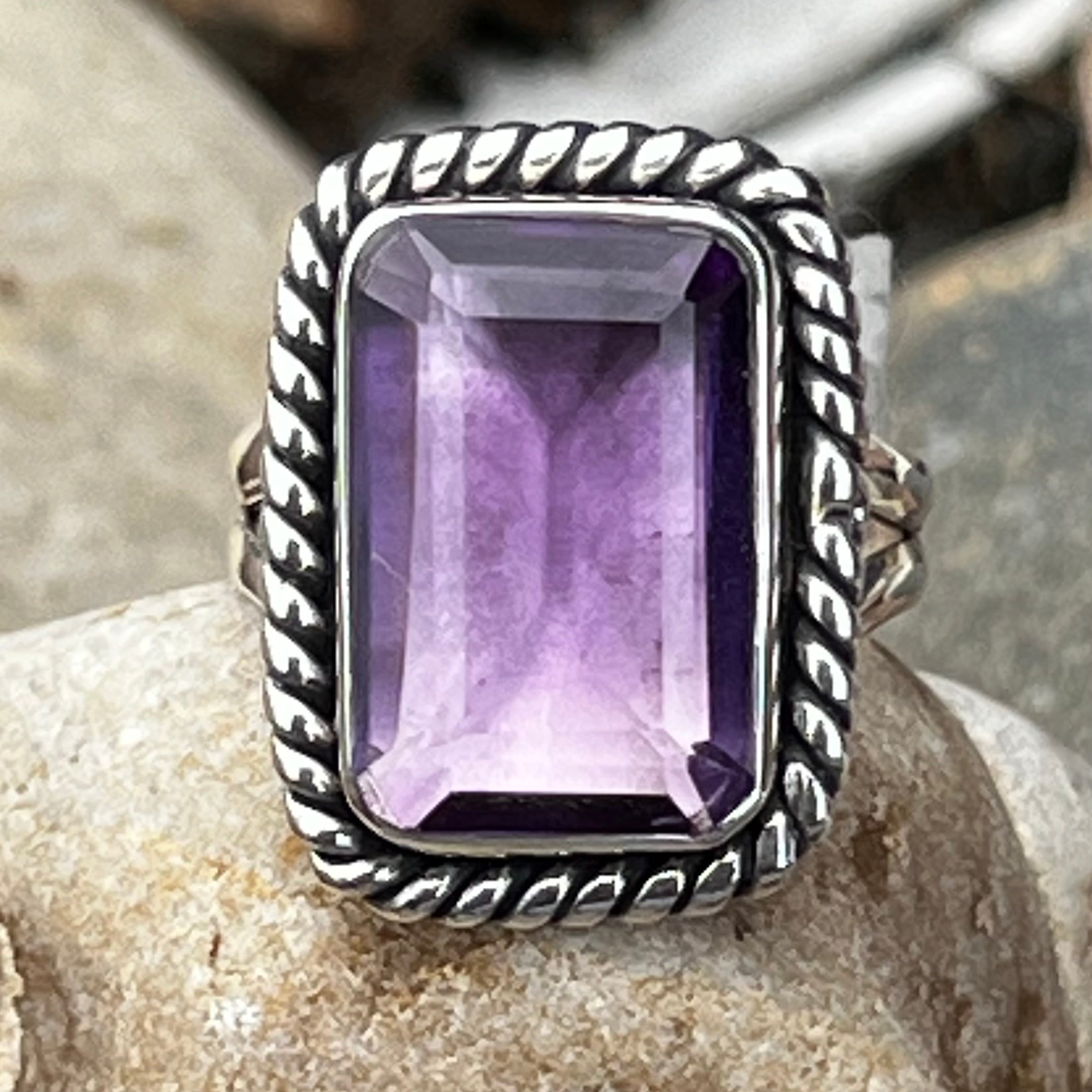Amethyst Sterling Silver Ring ~ 9