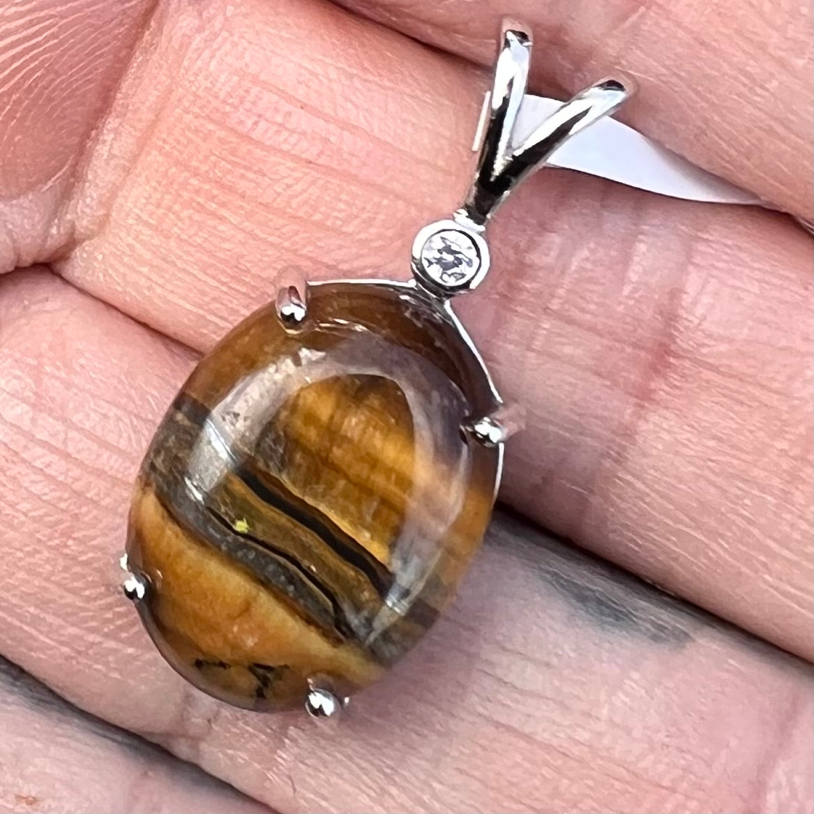 Tiger Eye and Topaz ~ Sterling Silver Pendant (2)