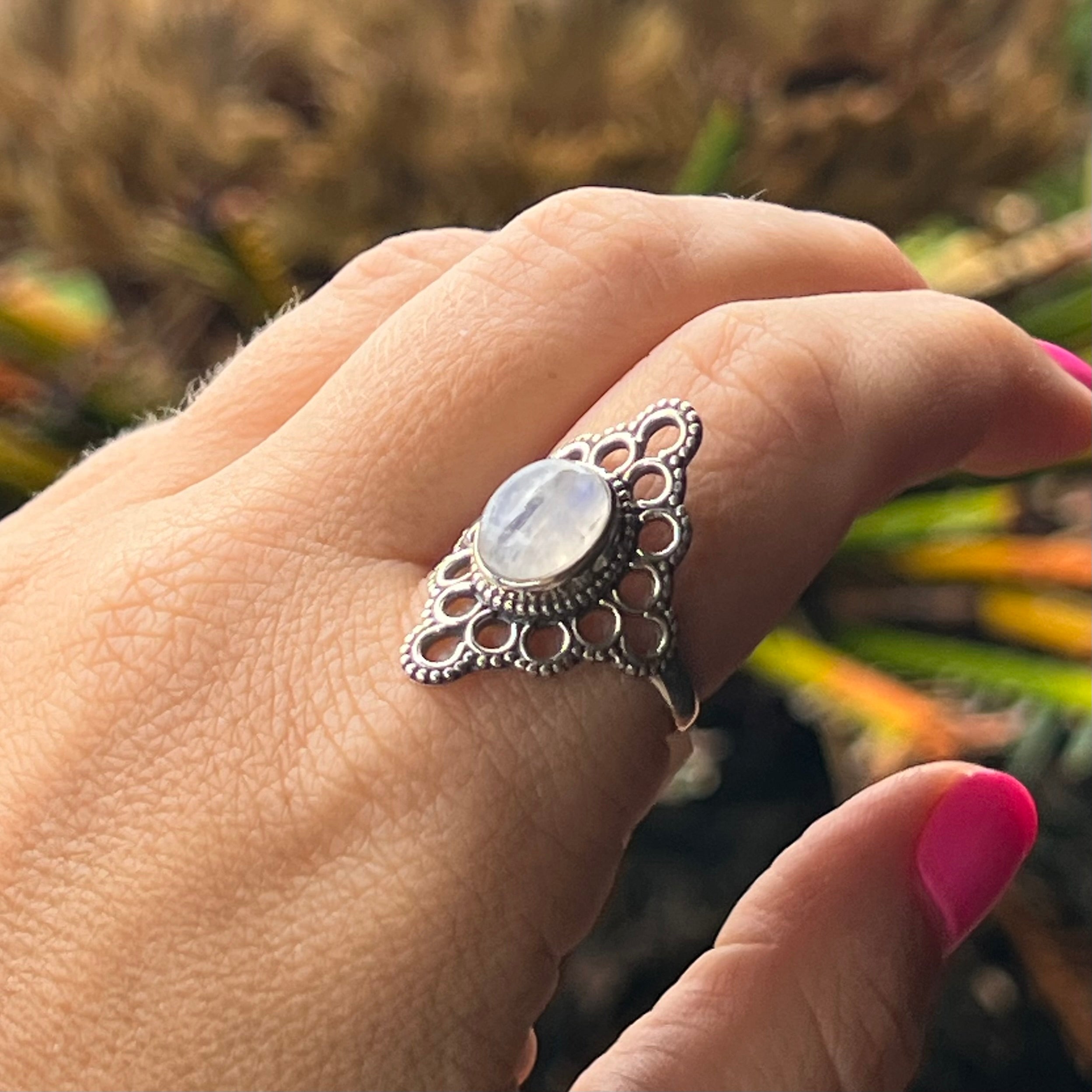 Moonstone ~ Sterling Silver Ring ~ size 7.5