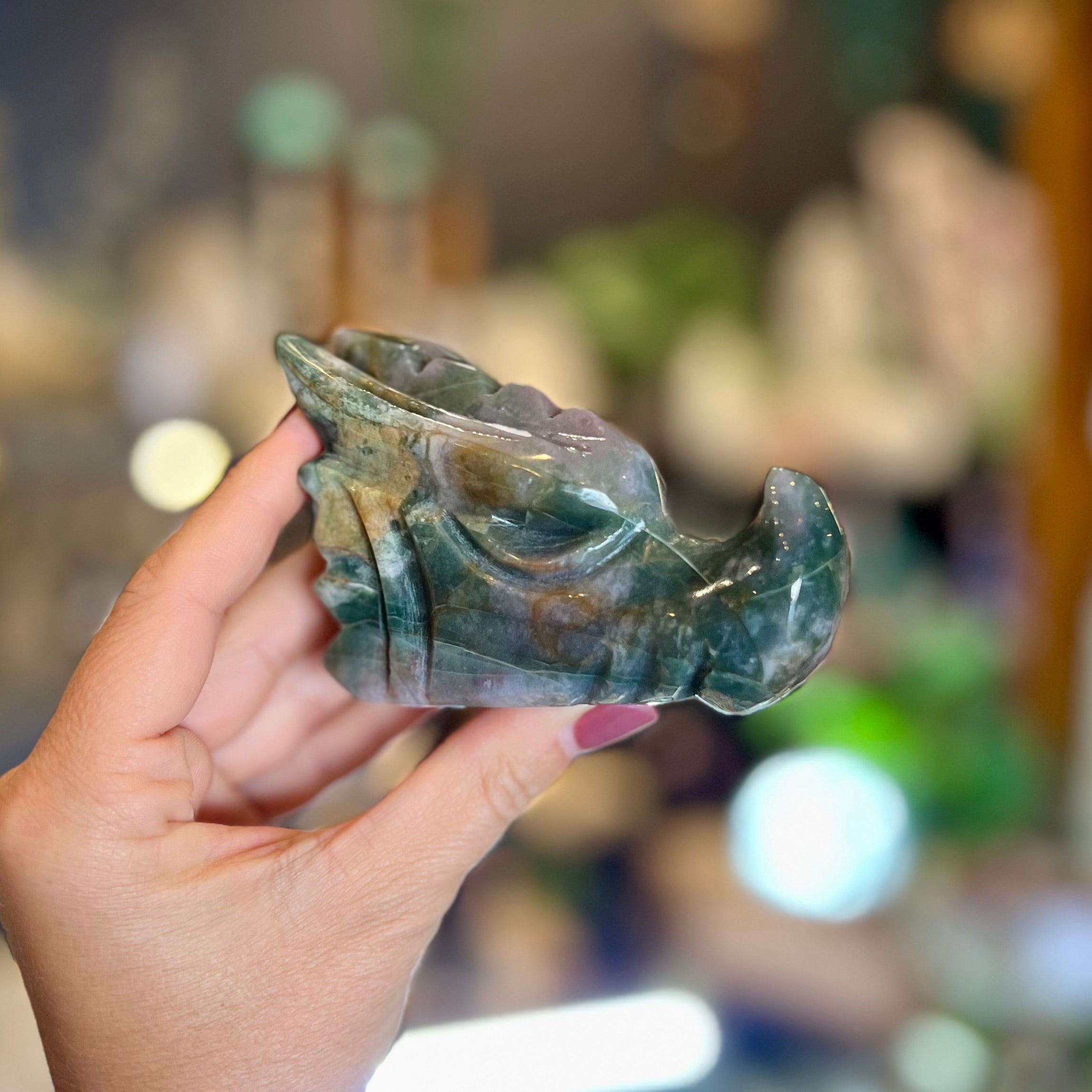 Ocean Jasper Dragon Head Carving
