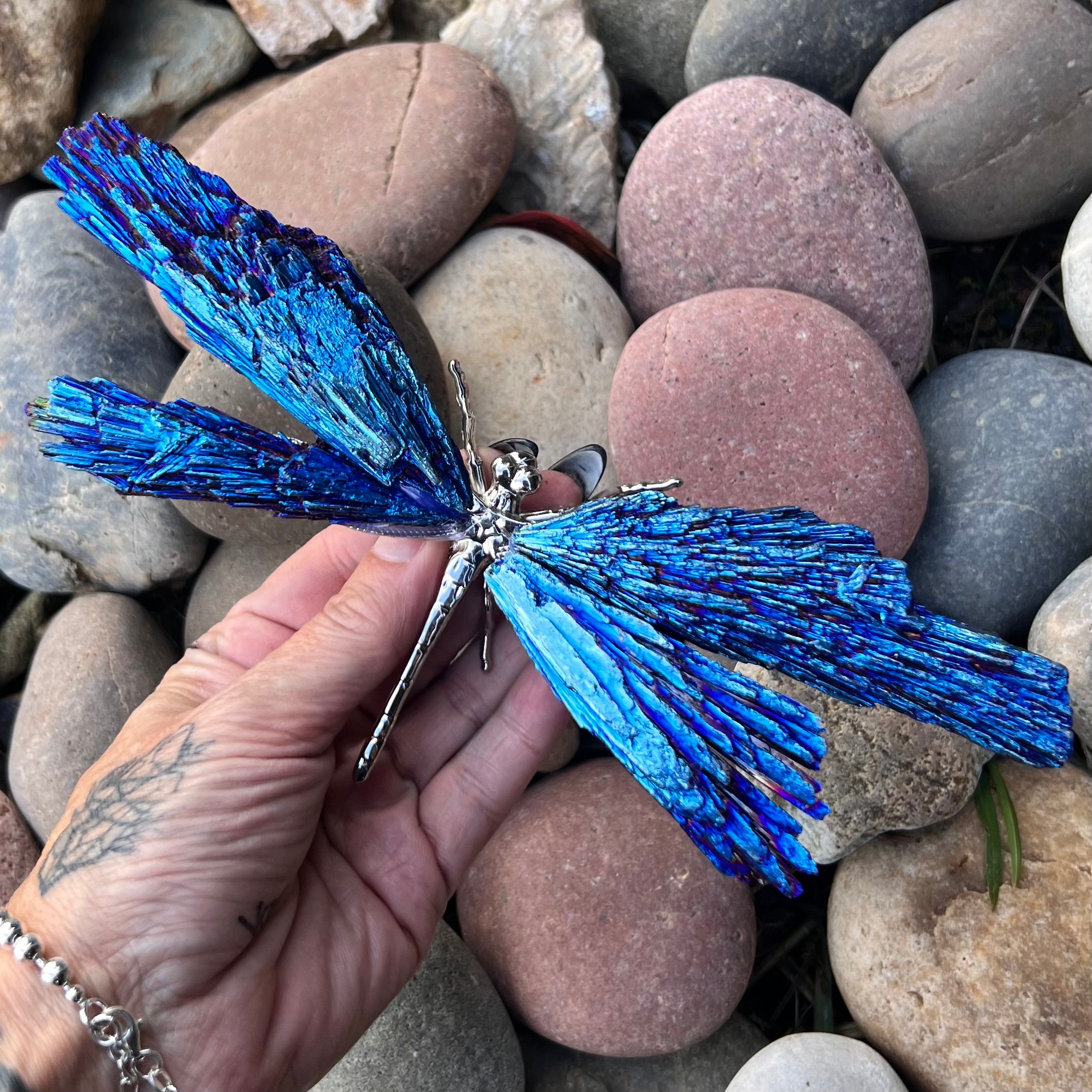 Dragonfly ~ Blue Kyanite Electroplate Large