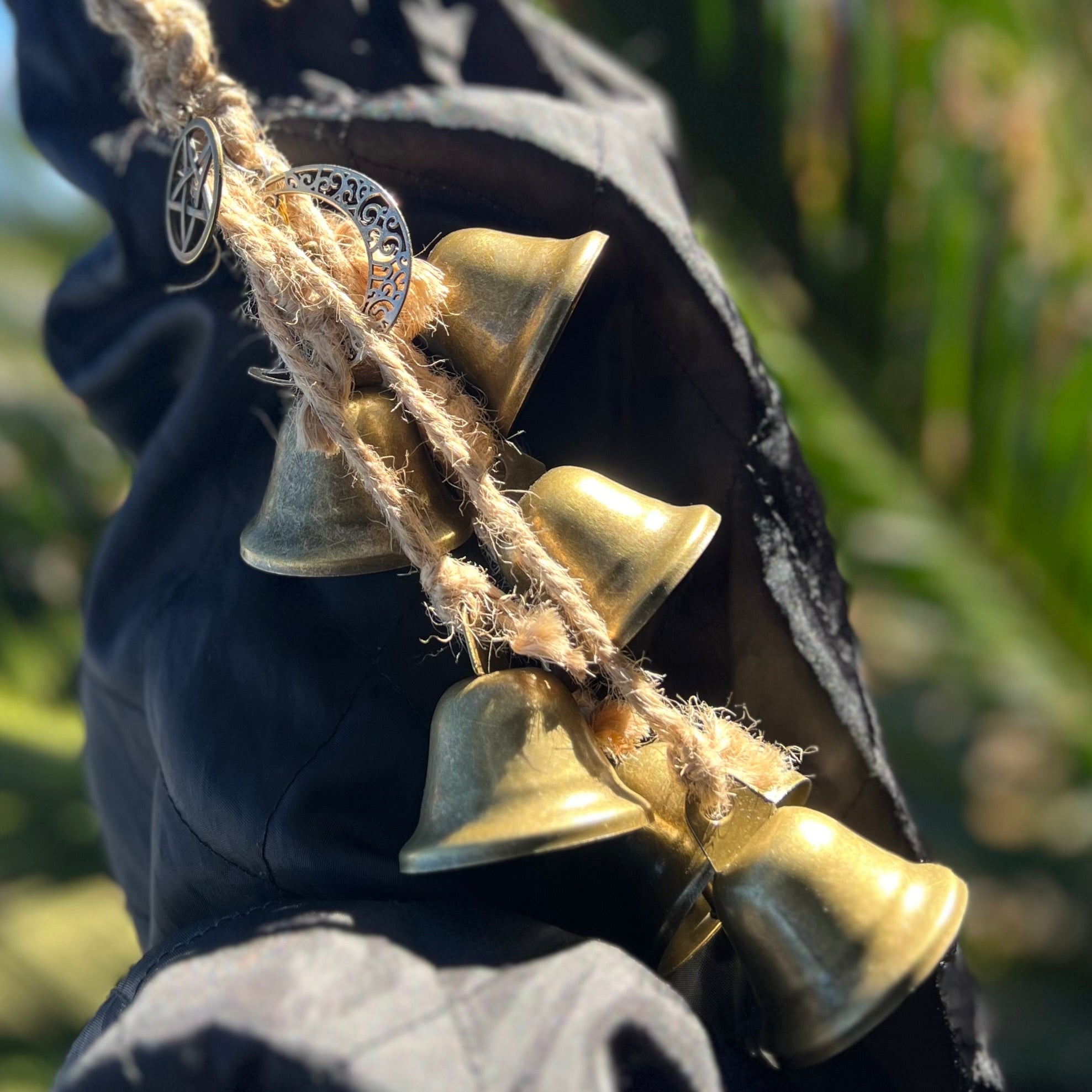 Witches Protection Bells ~ Moon and Key Hanger