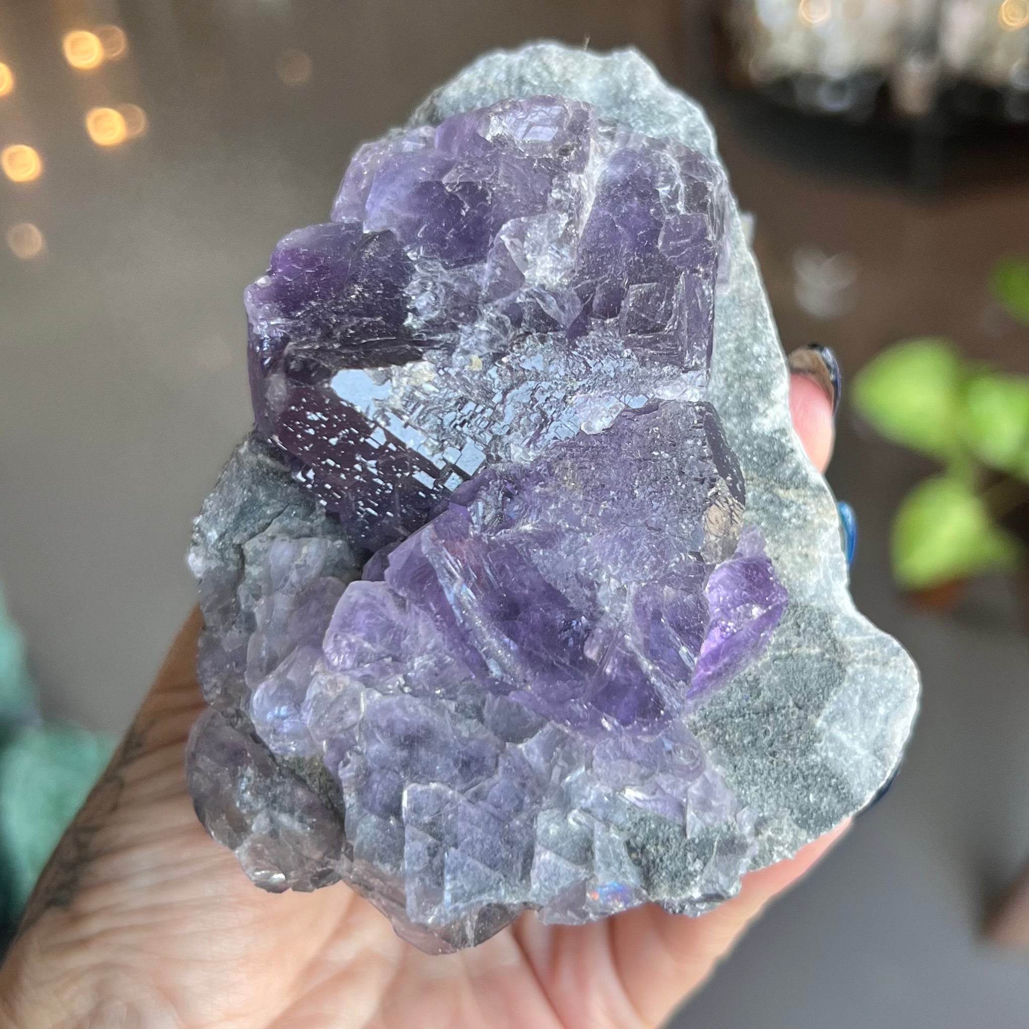 Raw Purple Fluorite on Matrix