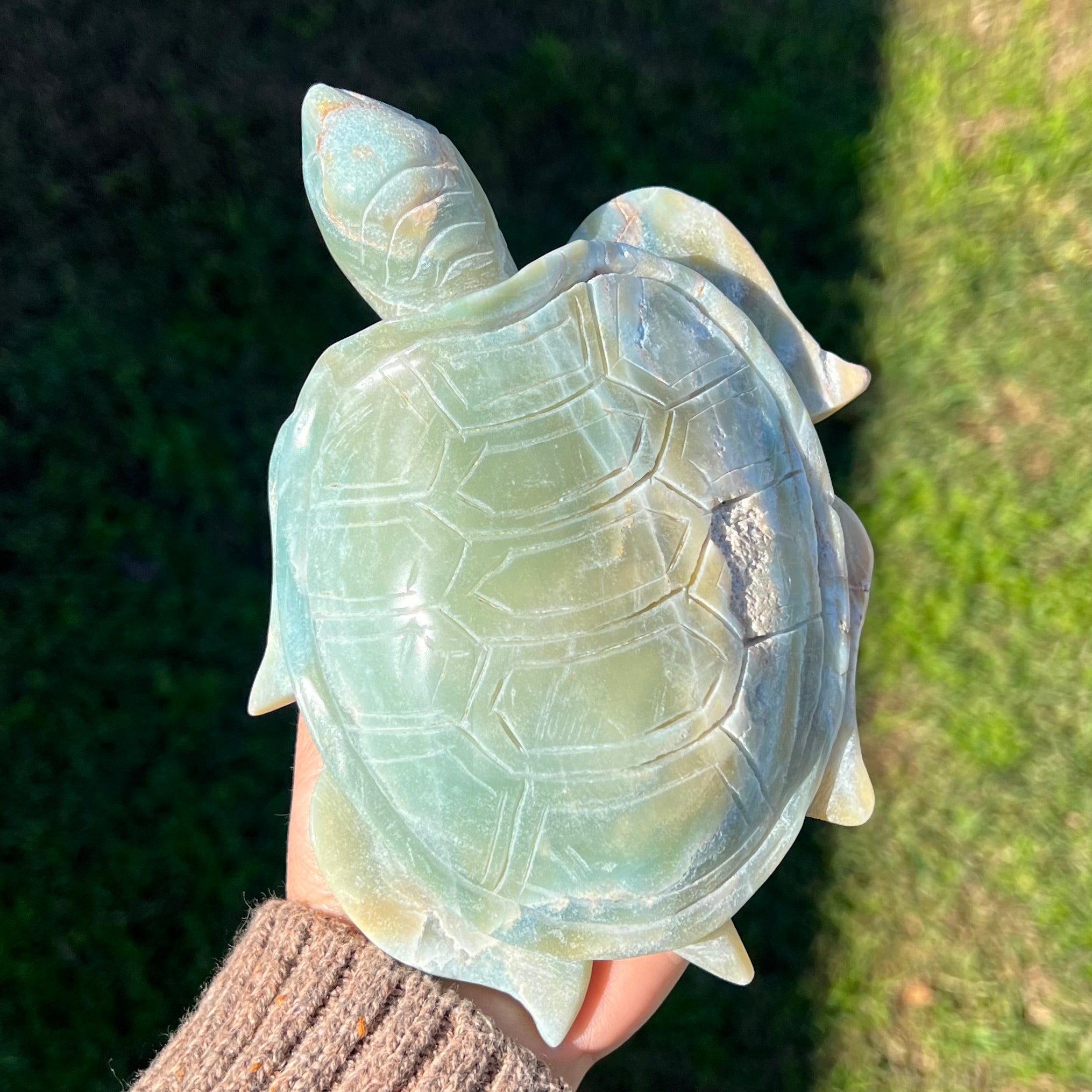 Caribbean Calcite ~  Turtle Carving