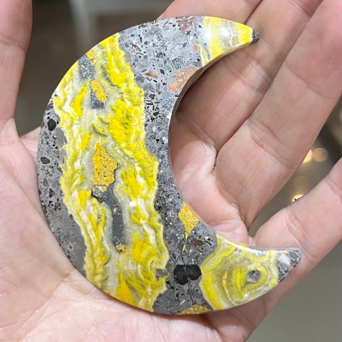 Bumble Bee Jasper Crescent Moon