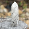 Black Tourmaline in Clear Protective Generator Quartz Tower