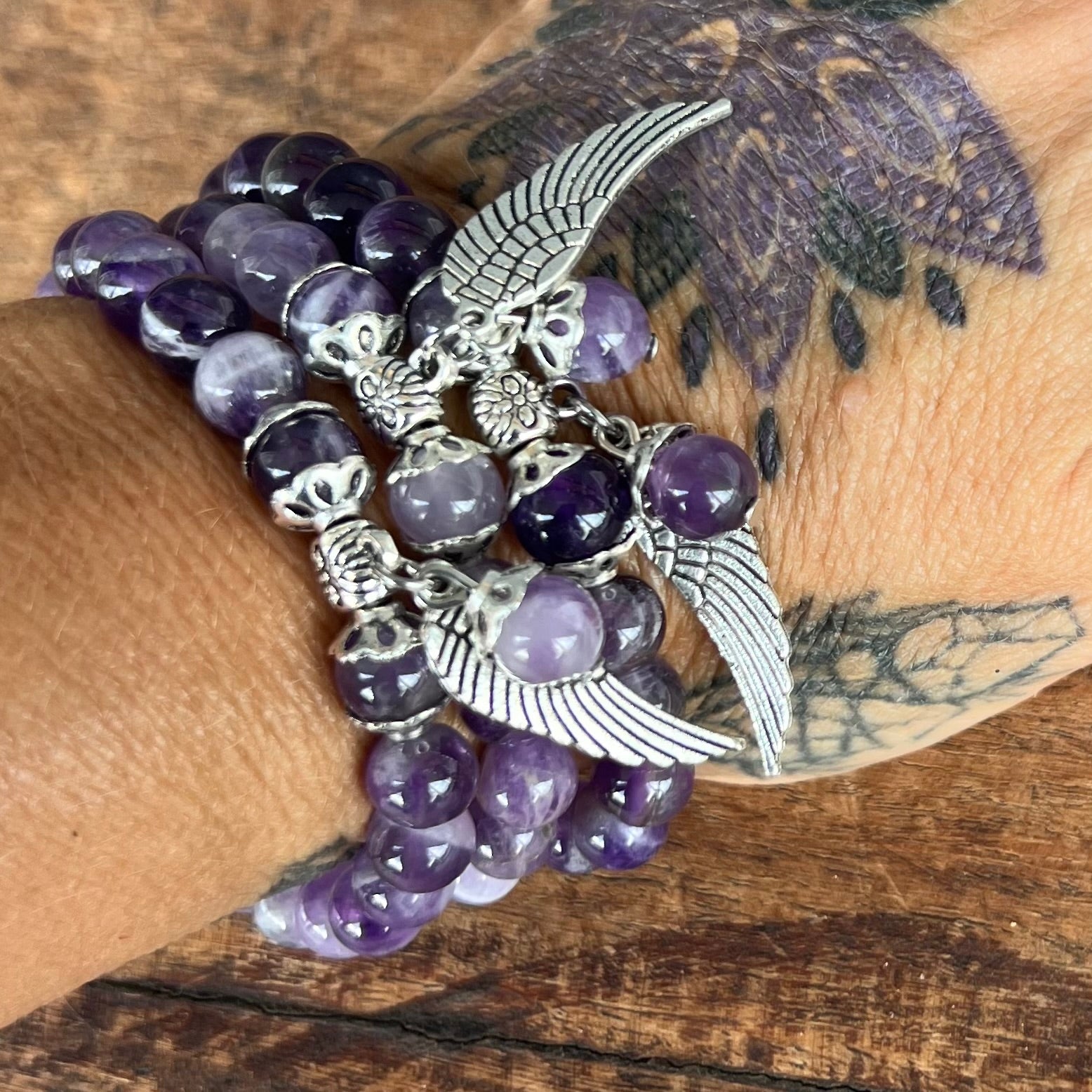 Amethyst Healer Bracelet with Angel Wing Charm