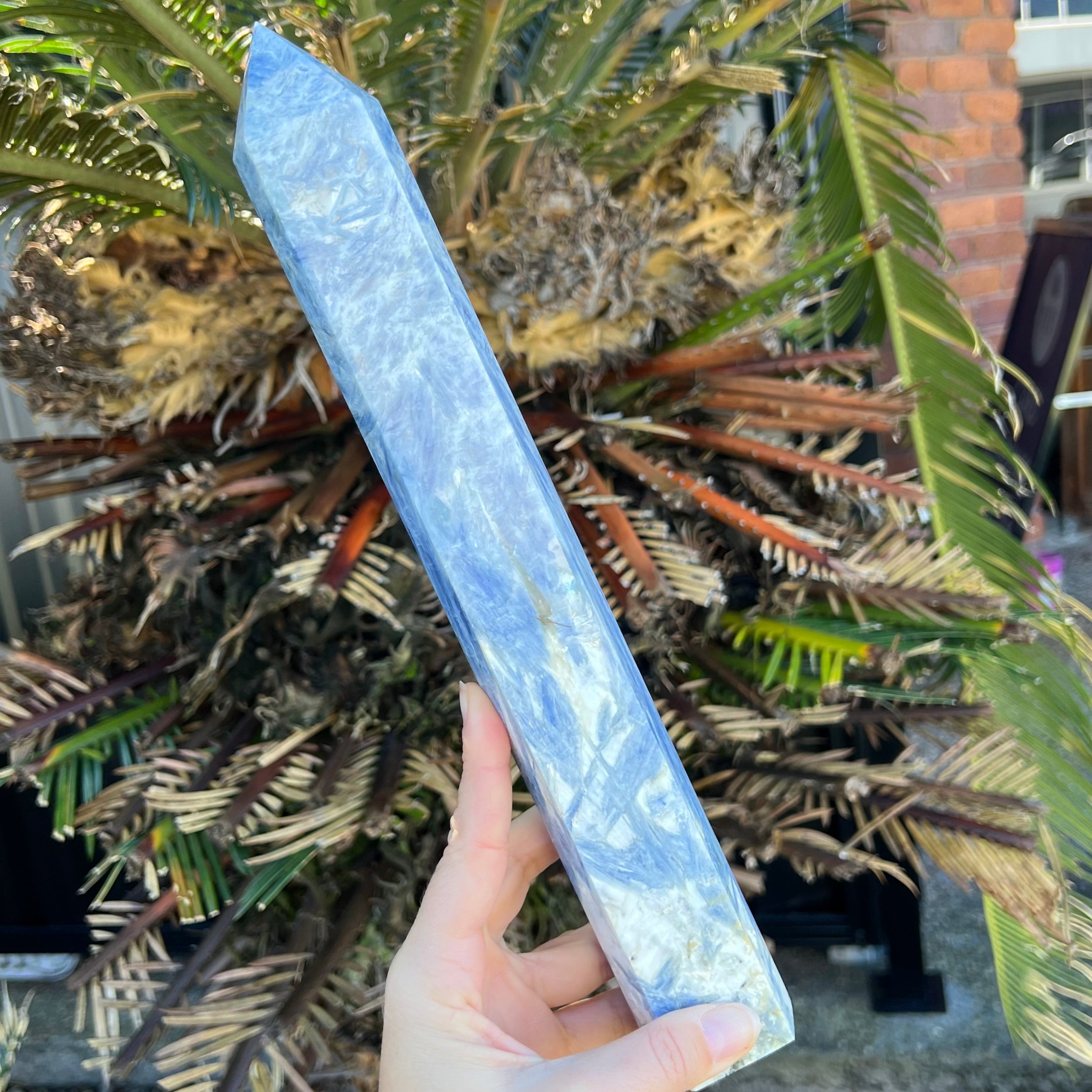 Blue Kyanite Tower with green inclusions