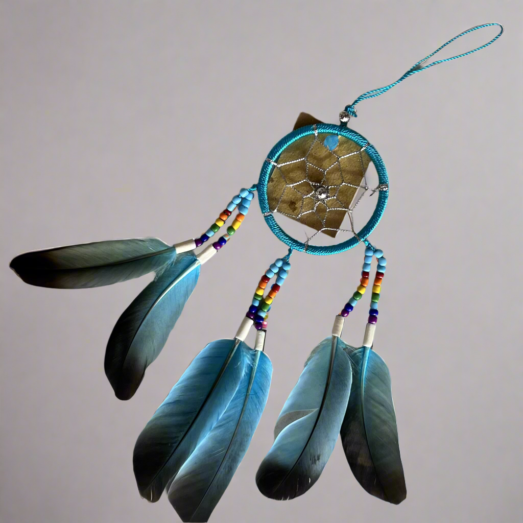 Tree of Life Native Rainbow Dream Catcher ~ Blue