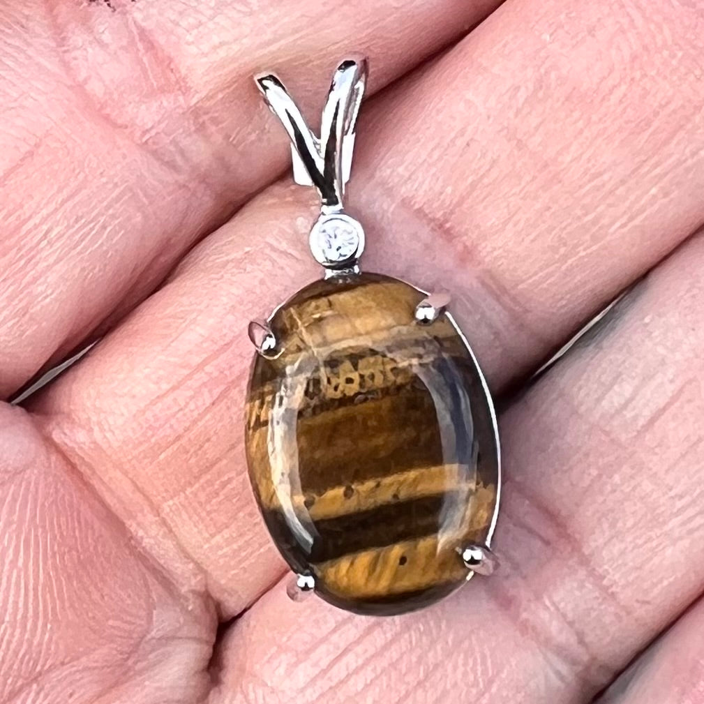 Tiger Eye and Topaz ~ Sterling Silver Pendant (1)