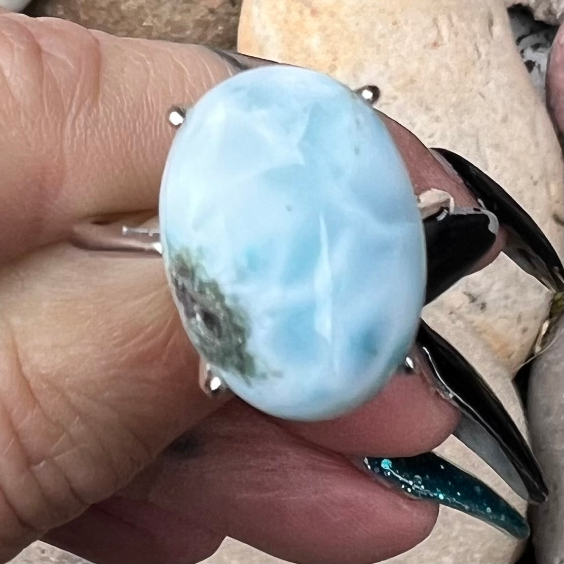 Larimar ~ Sterling Silver Ring ~ Size 9